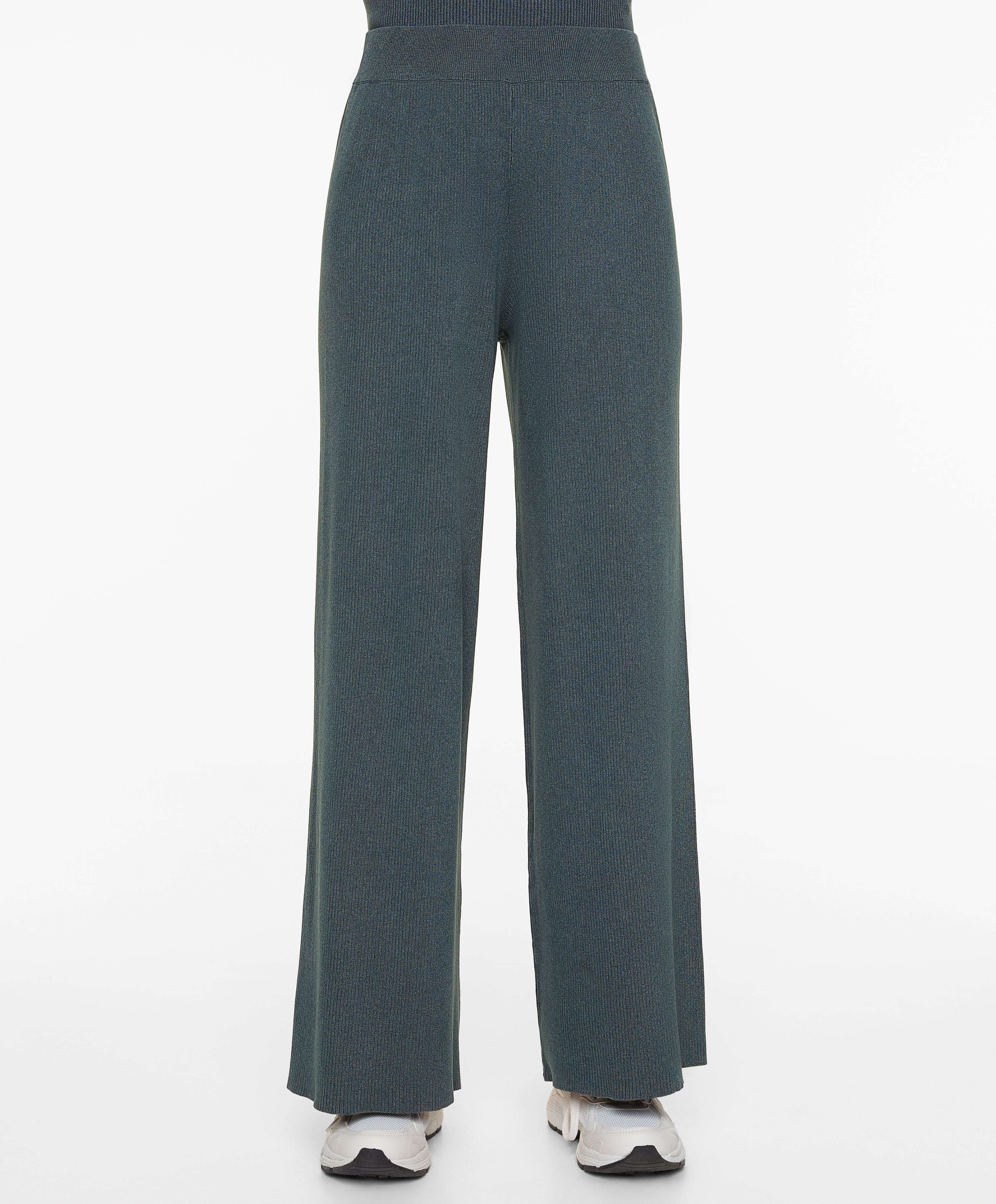 OYSHO Rib-knit straight-leg trousers