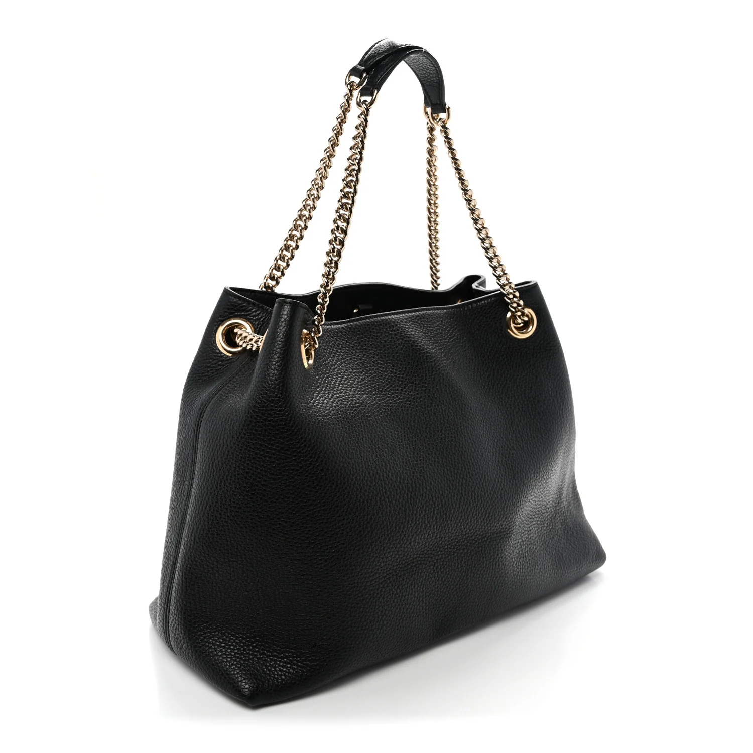 Pebbled Calfskin Medium Soho Chain Shoulder Bag Black - Top Club