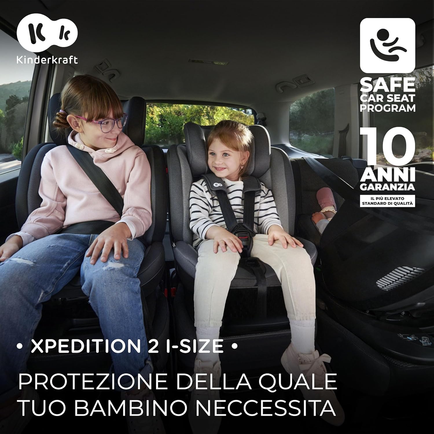 Kinderkraft XPEDITION2 I-SIZE 40-150 cm, Seggiolino auto 0-36 kg, Seggiolino 360 girevole, con Isofix Base, Reclinabile Posizione sdraiata, Poggiatesta regolabile, Gruppo 0 1 2 3, Nero
