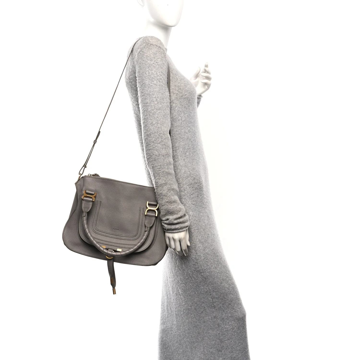 Calfskin Small Marcie Satchel Cashmere Grey
