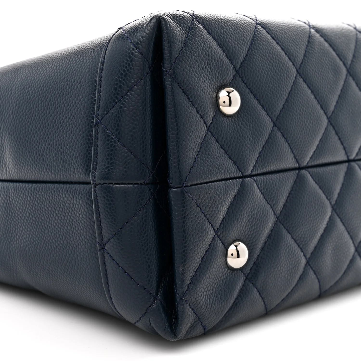 Soft Caviar CC Medium Top Handle Tote Navy Blue - Top Club