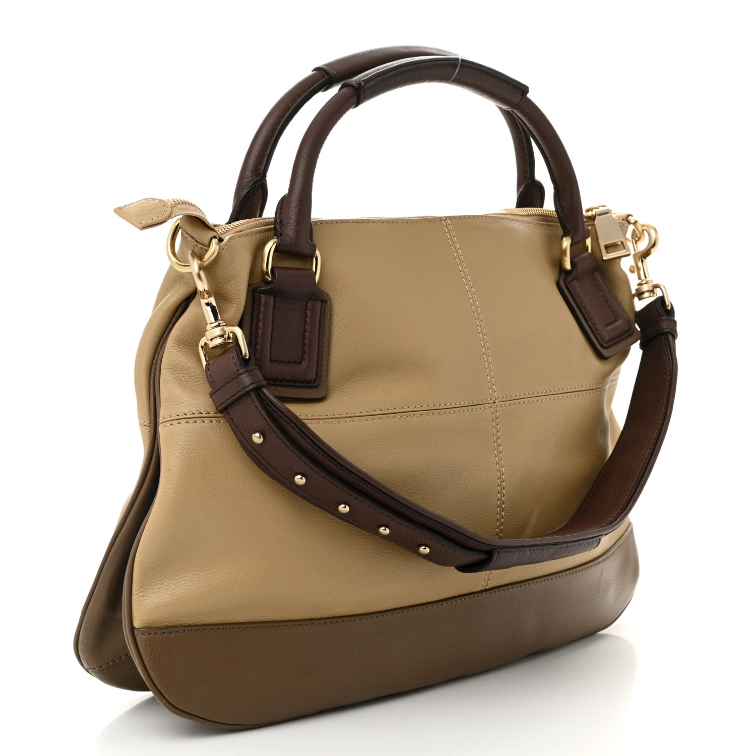 Calfskin Double Handles Hobo Brown - Top Club