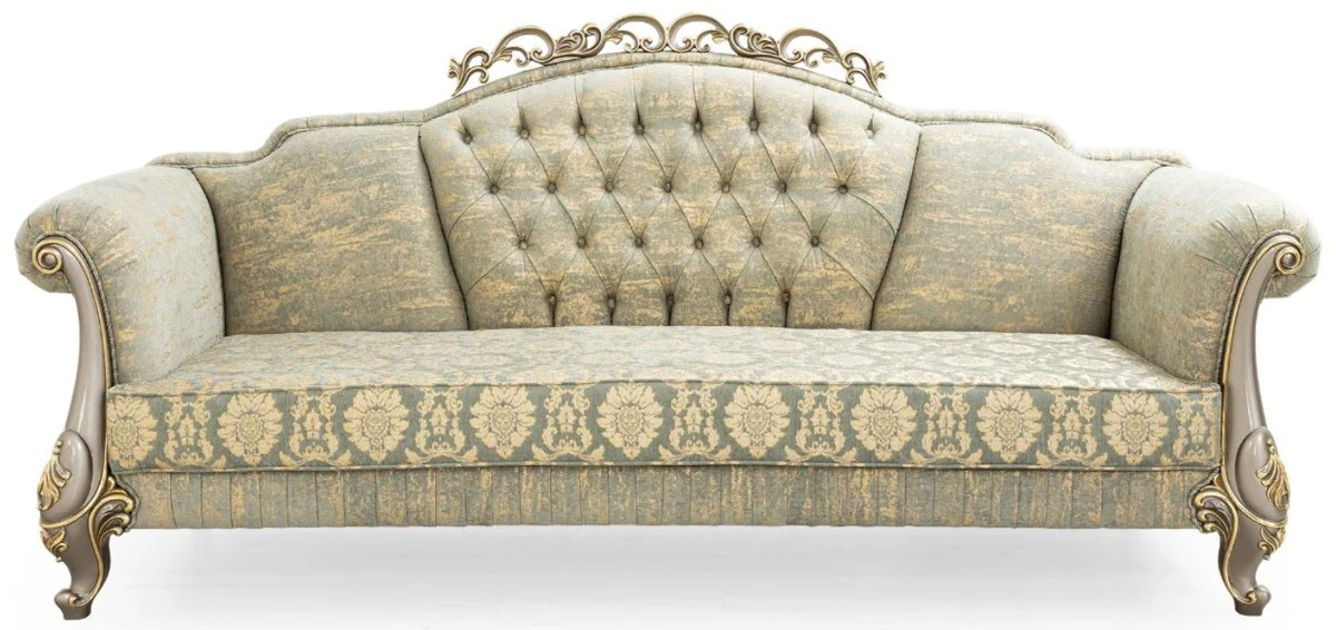 Luxury Baroque Living Room Set Green / Gold / Gray / Gold - 2 Sofas & 2 Armchairs - Living Room Furniture in Baroque Style - Noble & Magnificent
