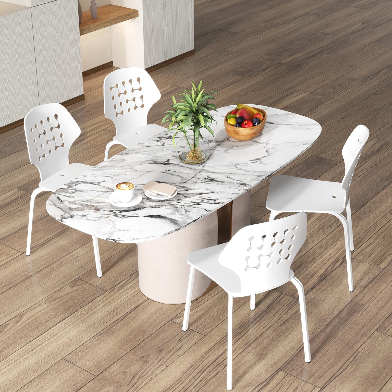 BEFOUNDLOVELY Modern Dining Chairs Set of 4, Modern Kitchen Chair with Hollowed Backrest