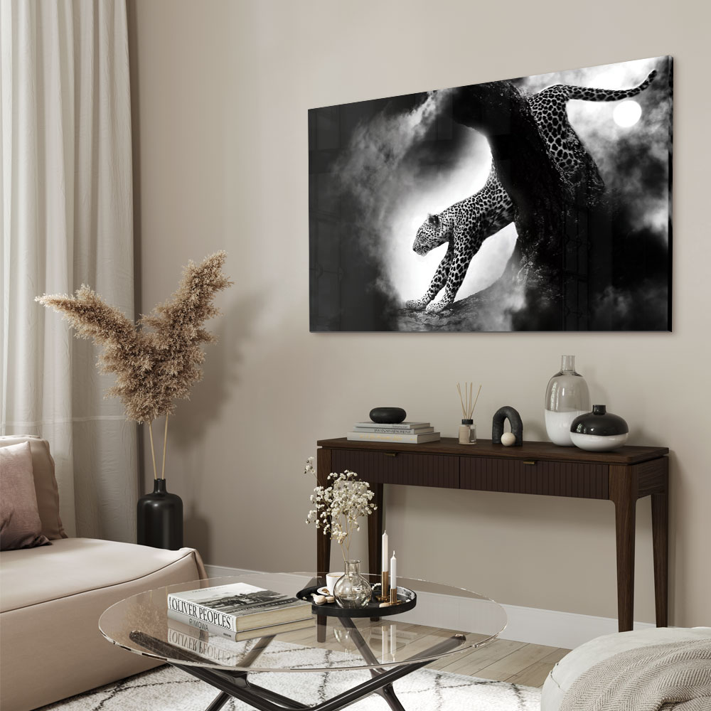 Walljar acrylglas schilderij - Crouching Panther Acrylglas schilderij - 150 x 225 cm