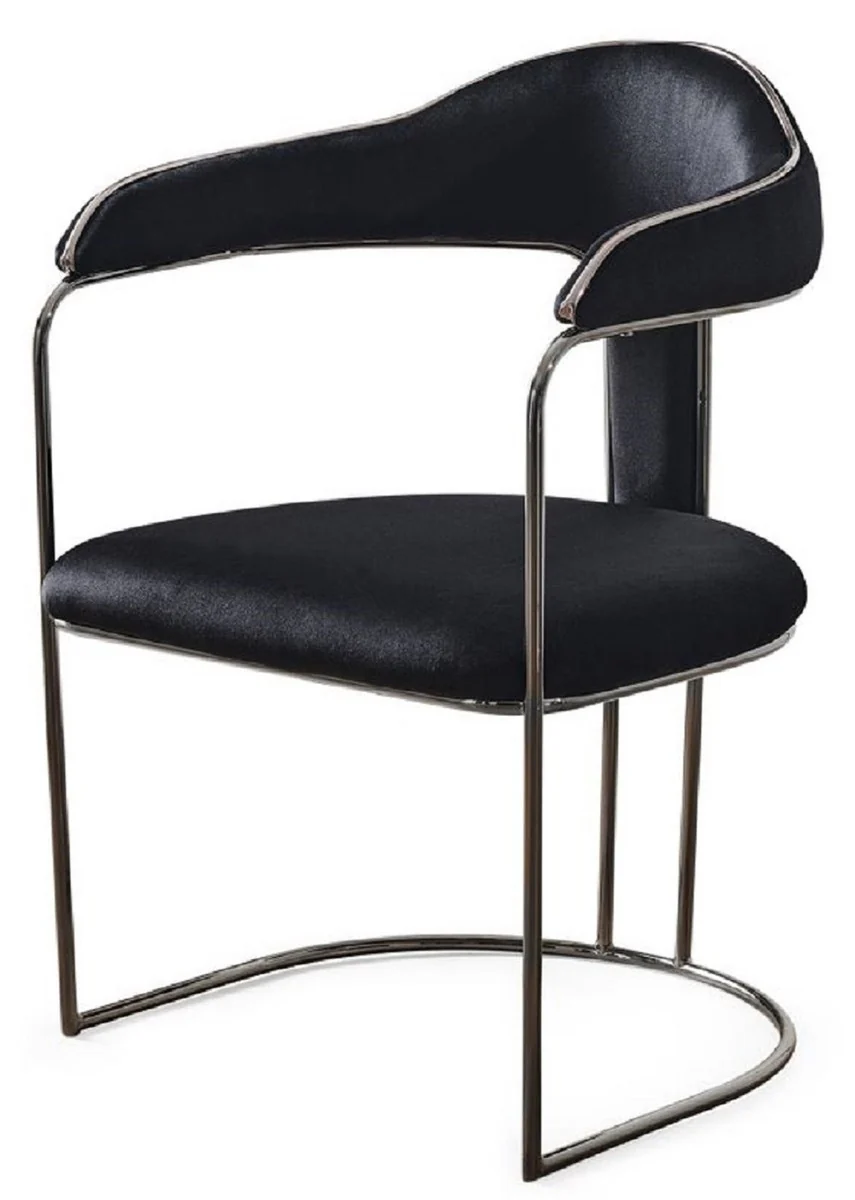 Luxury Art Deco dining room chair set of 4 with armrests black / bronze 60 x 58 x H. 92 cm - Dining room furniture - Restaurant furniture - Art Deco furniture - Luxury furniture