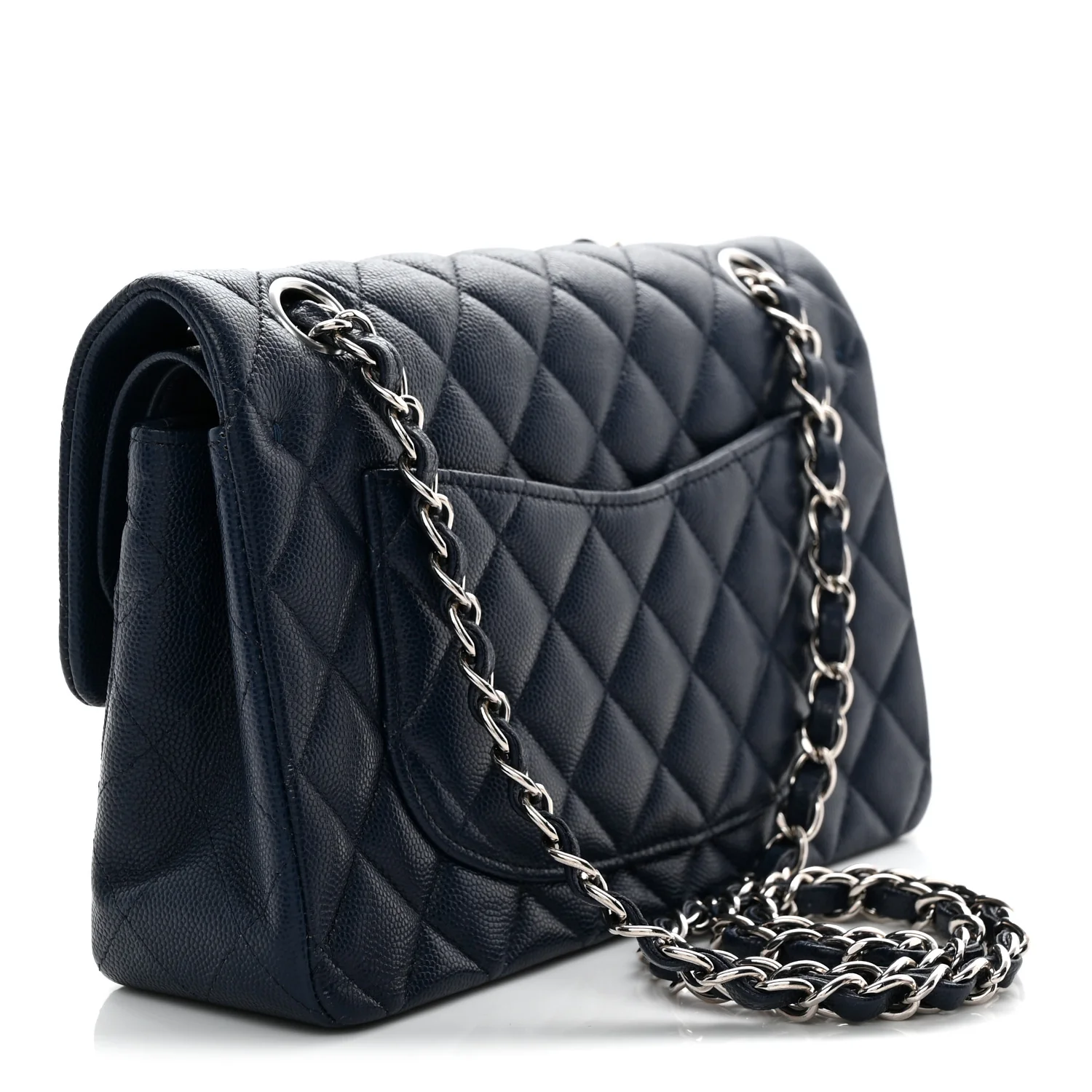 Caviar Quilted Small Double Flap Blue - Top Club