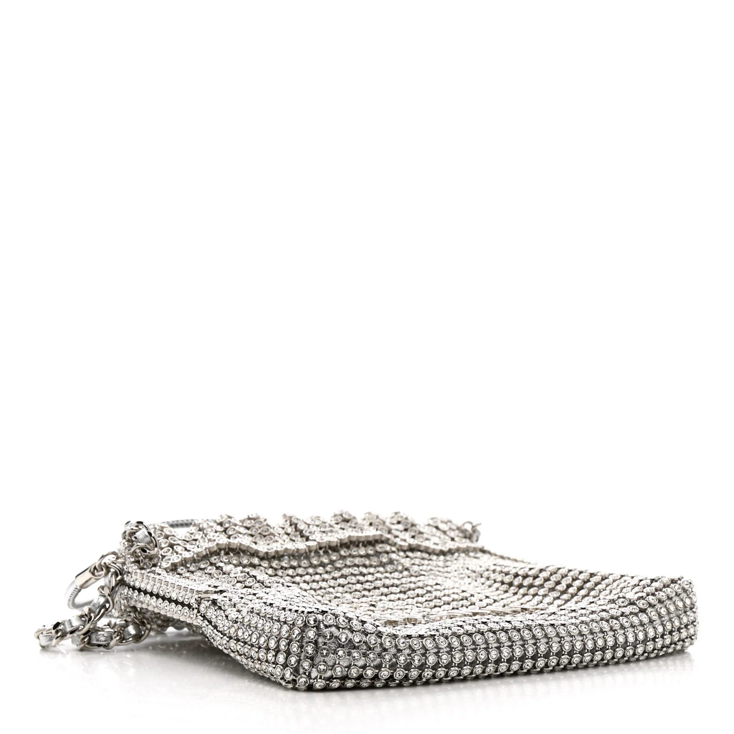 Crystal Embellished Metallic Lambskin Mini Chanel 22 Silver - Top Club