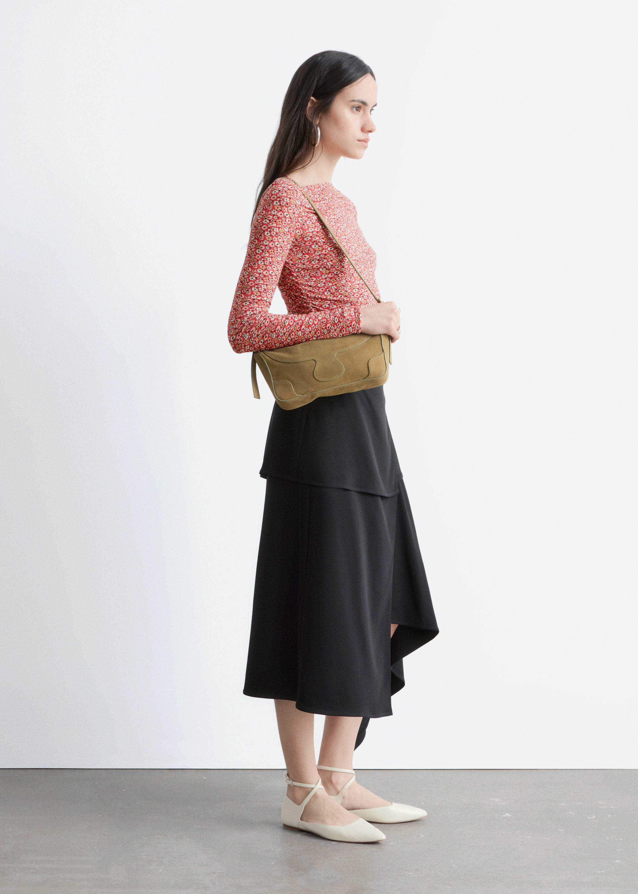& Other Stories RUCHED FLORAL TOP