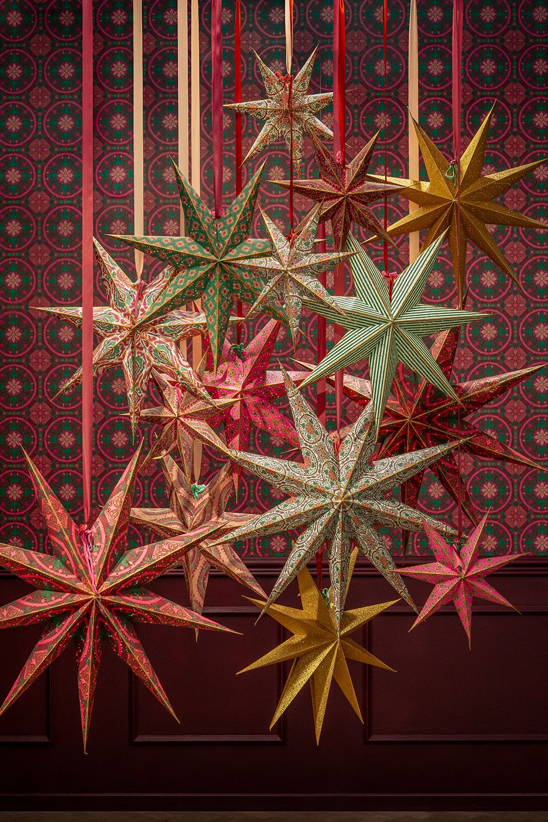 Roze kerstster met led-licht small