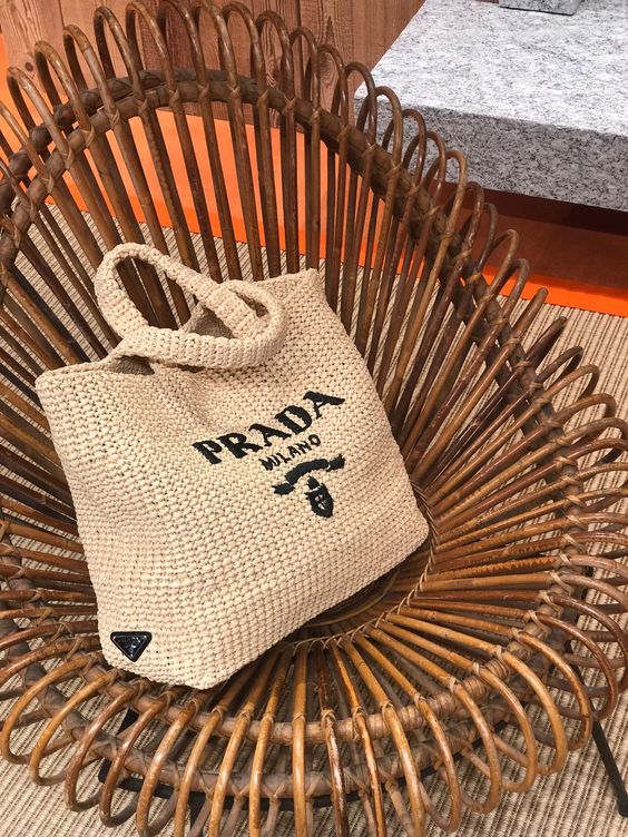 Prada Raffia Bag Handbag Beach Bag for Summer - Top Club