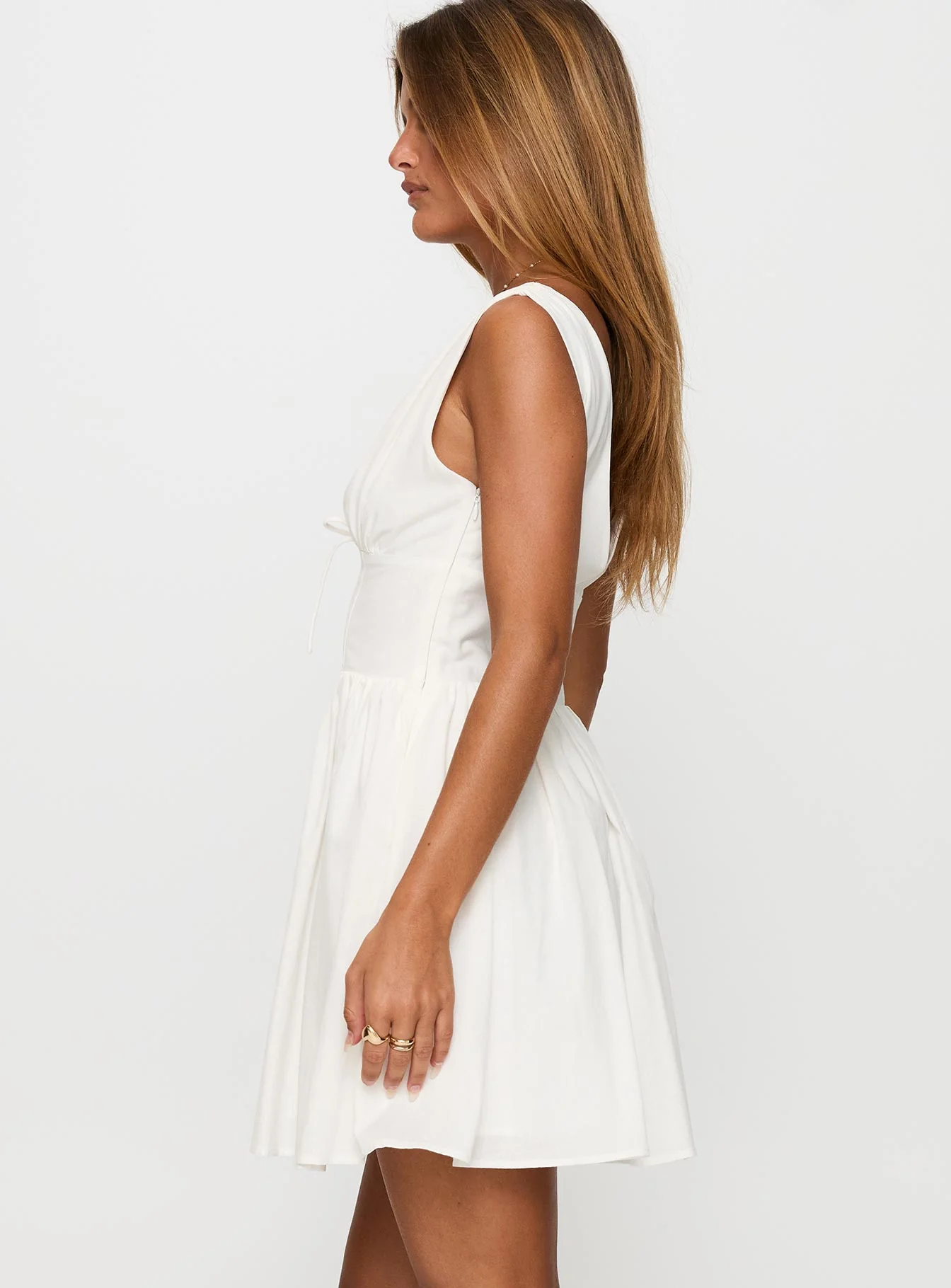 Mattison Plunge Mini Dress White