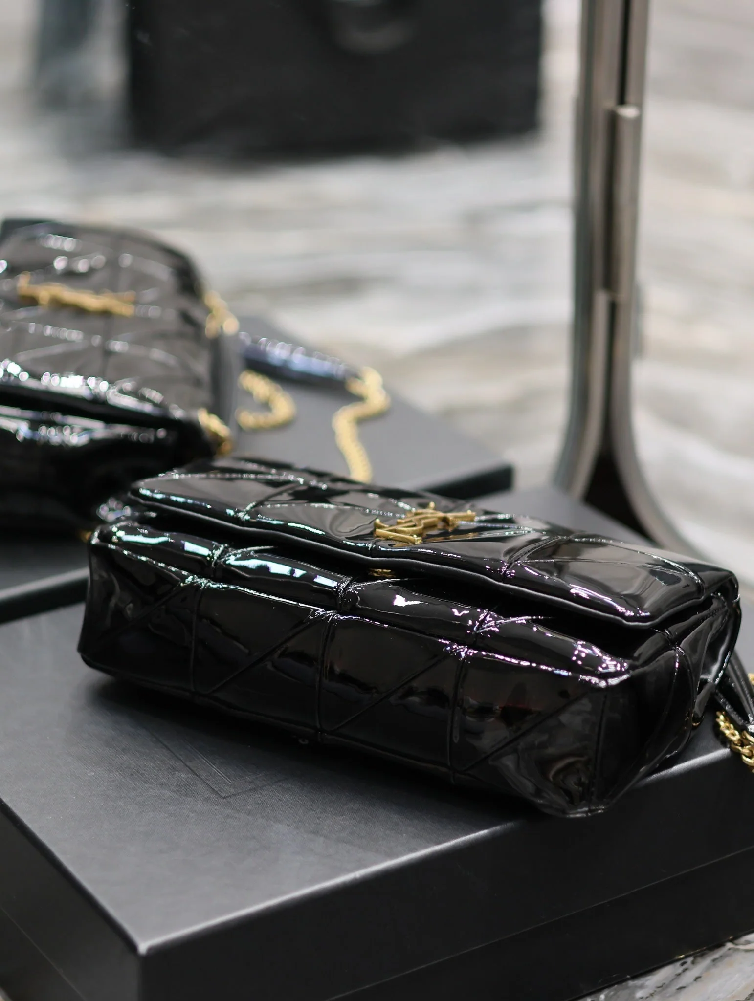 YSL Jaime Patent Black Bag - 25x15x7.5cm - Top Club