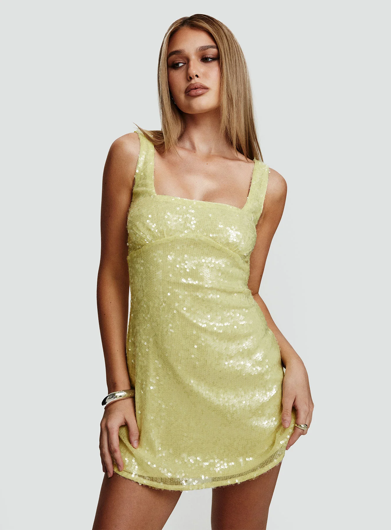 Dasha Mini Dress Yellow Sequin