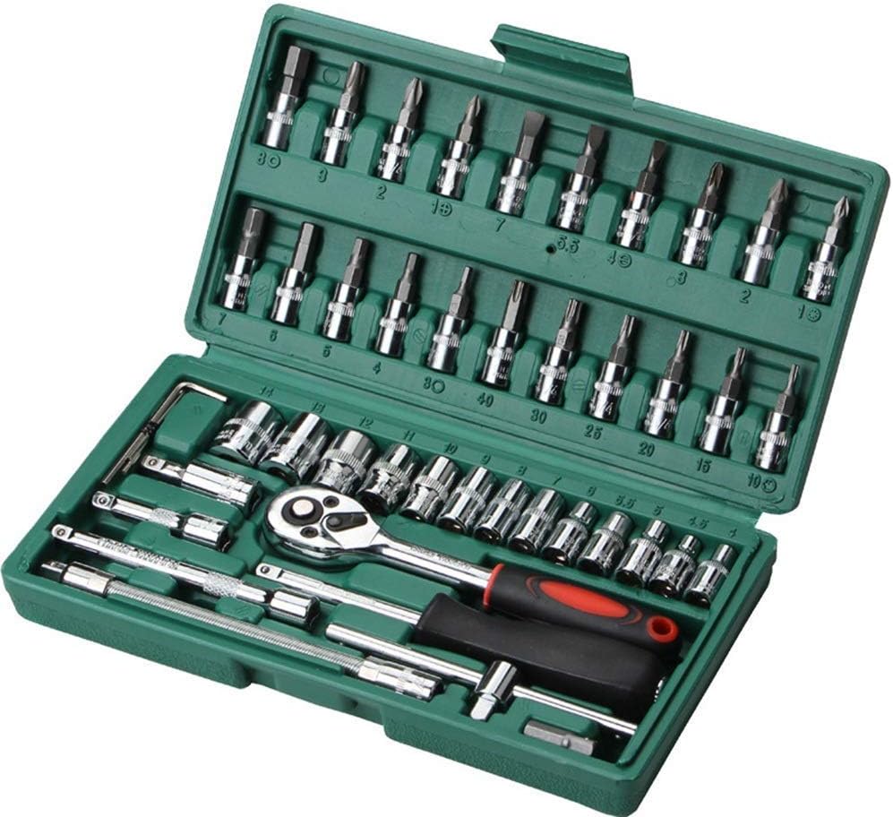 46 Pezzi Combinazione di Strumenti per Prese per Auto Riparazione Automatica Set di Chiavi Set di Chiavi Kit di Riparazione Strumenti Hardware Chiavi