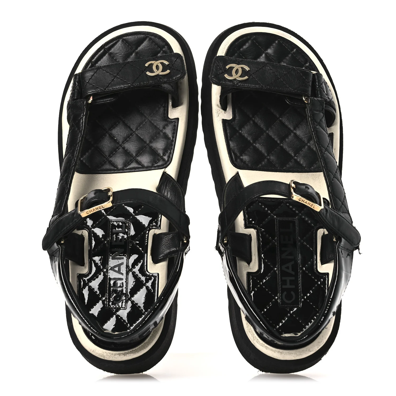 Lambskin Patent Logo Platform Sandals 39 Black - Top Club