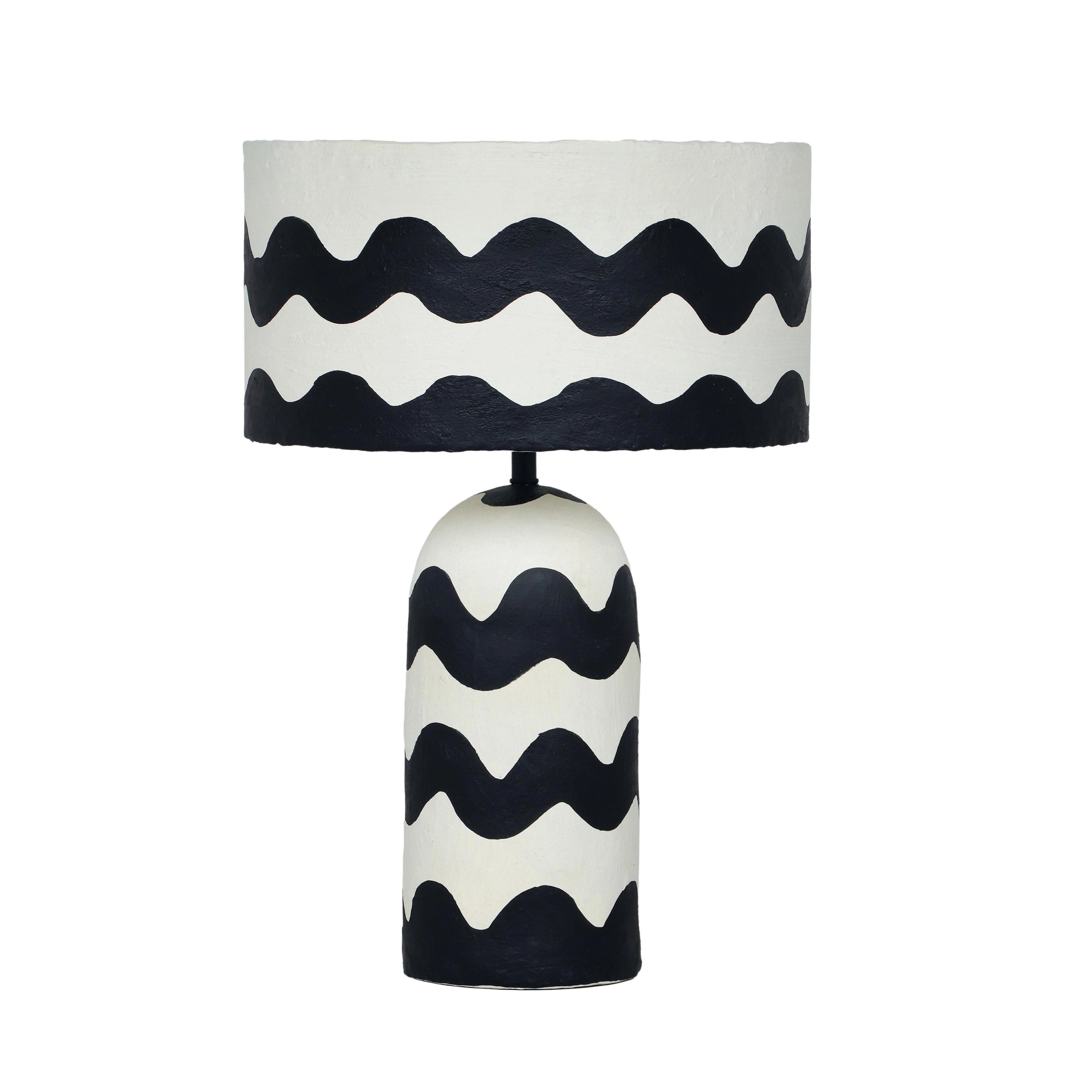 Tropea Black Waves Papier Mache Table Lamp