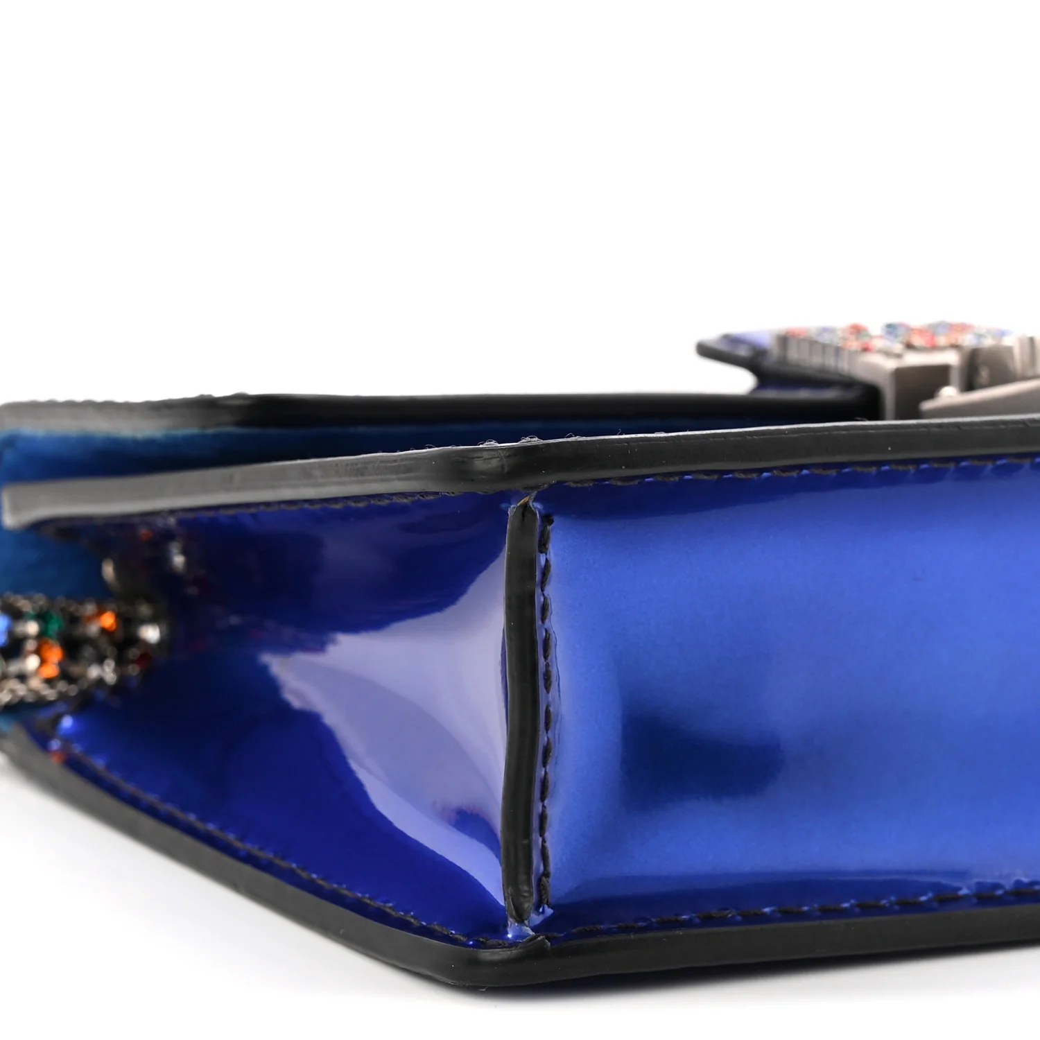 Metallic Patent Crystal Dioraddict Flap Bag Blue - Top Club
