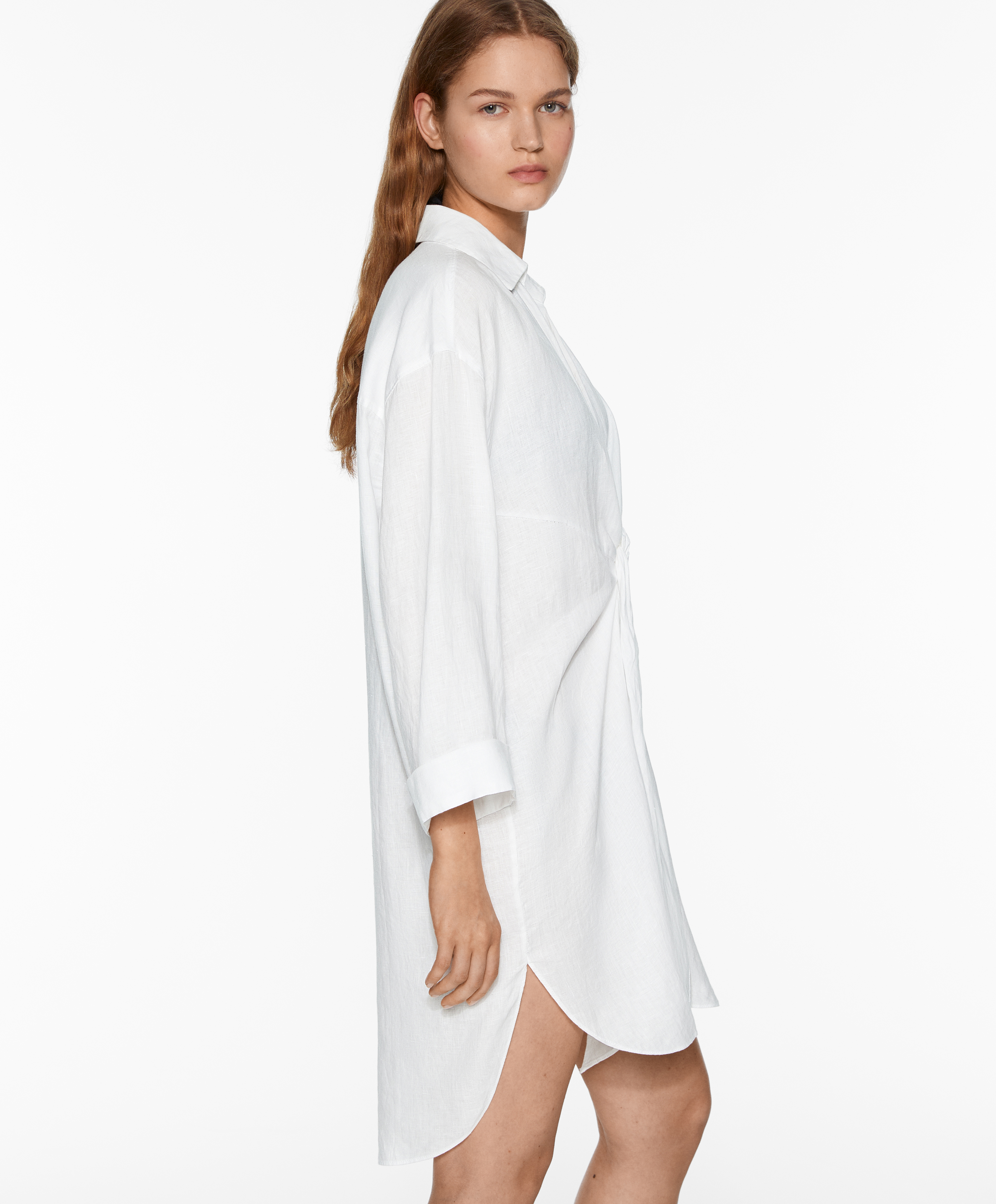 OYSHO 100% linen knotted short dress