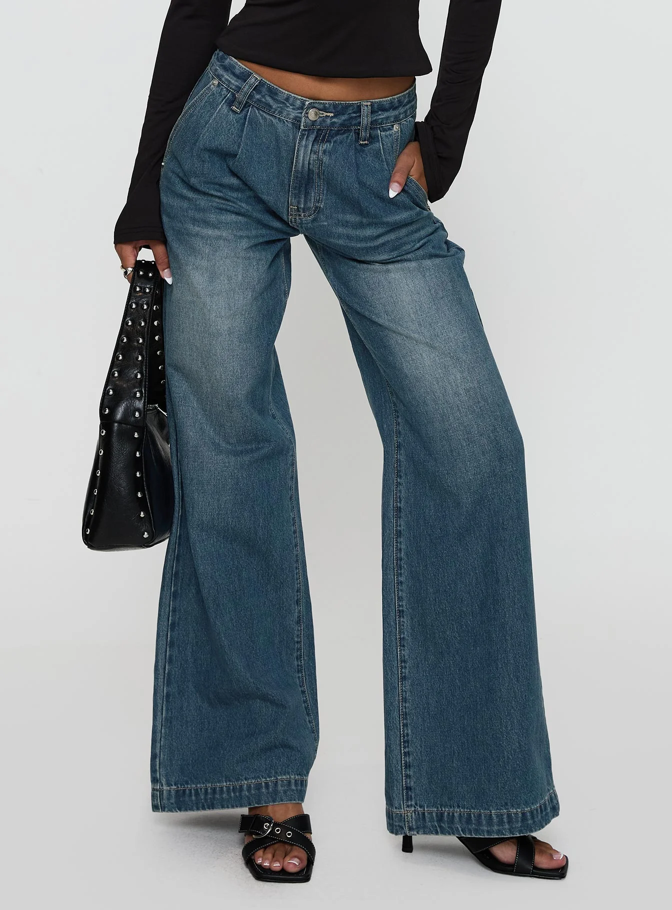 Laguardia Mid Rise Wide Leg Jeans Dark Blue Wash