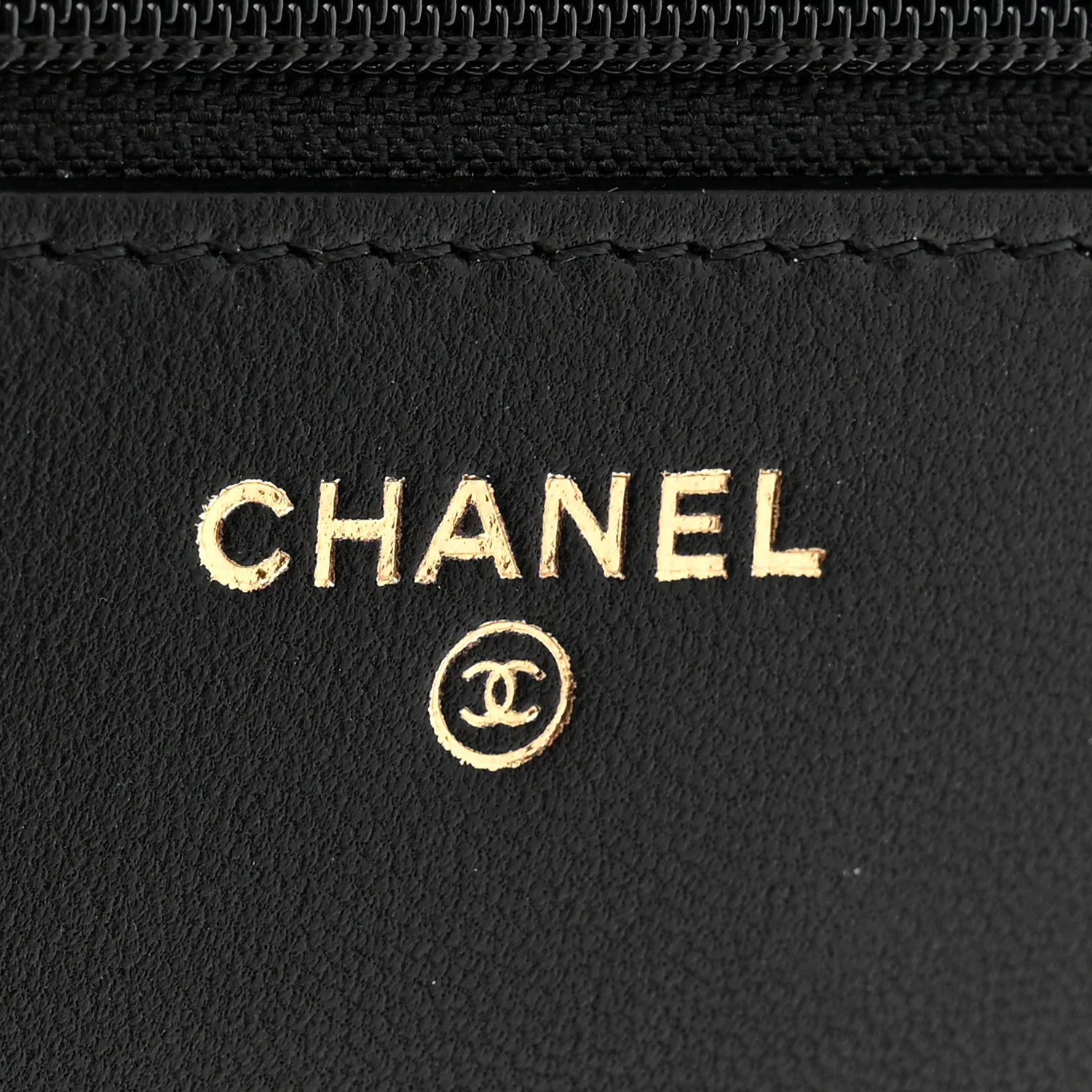 Lambskin Quilted Trendy CC Wallet On Chain WOC Black - Top Club