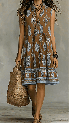 【Buy 2 Free Shipping】Bohemian-Style Printed Sleeveless Maxi Dress with Shirt Collar - Nordfashionstorm - Women's Clothing, Fashion for You - Nordfashionstorm.com