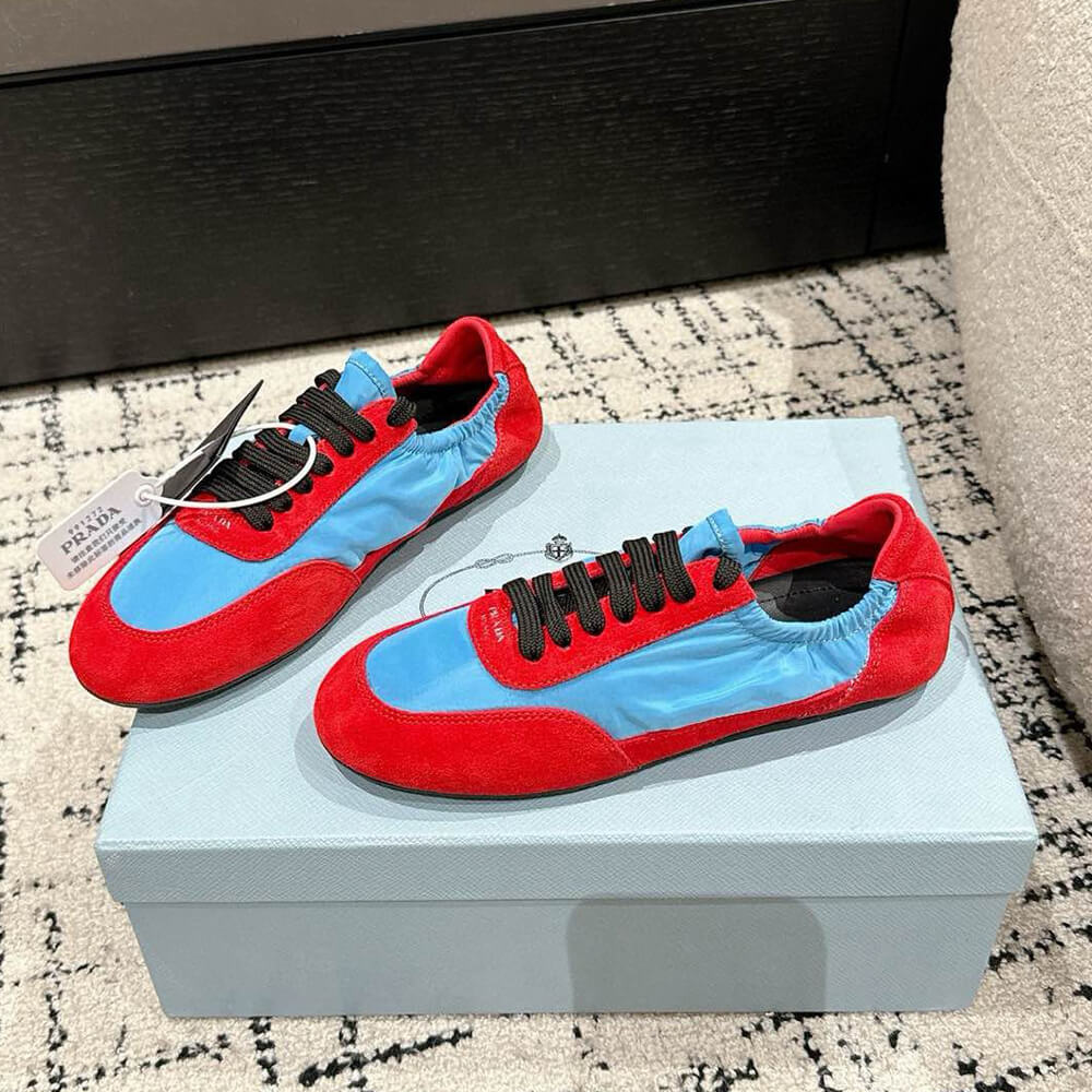 PRADA Collapse Re-Nylon and suede elasticized sneakers - Top Club