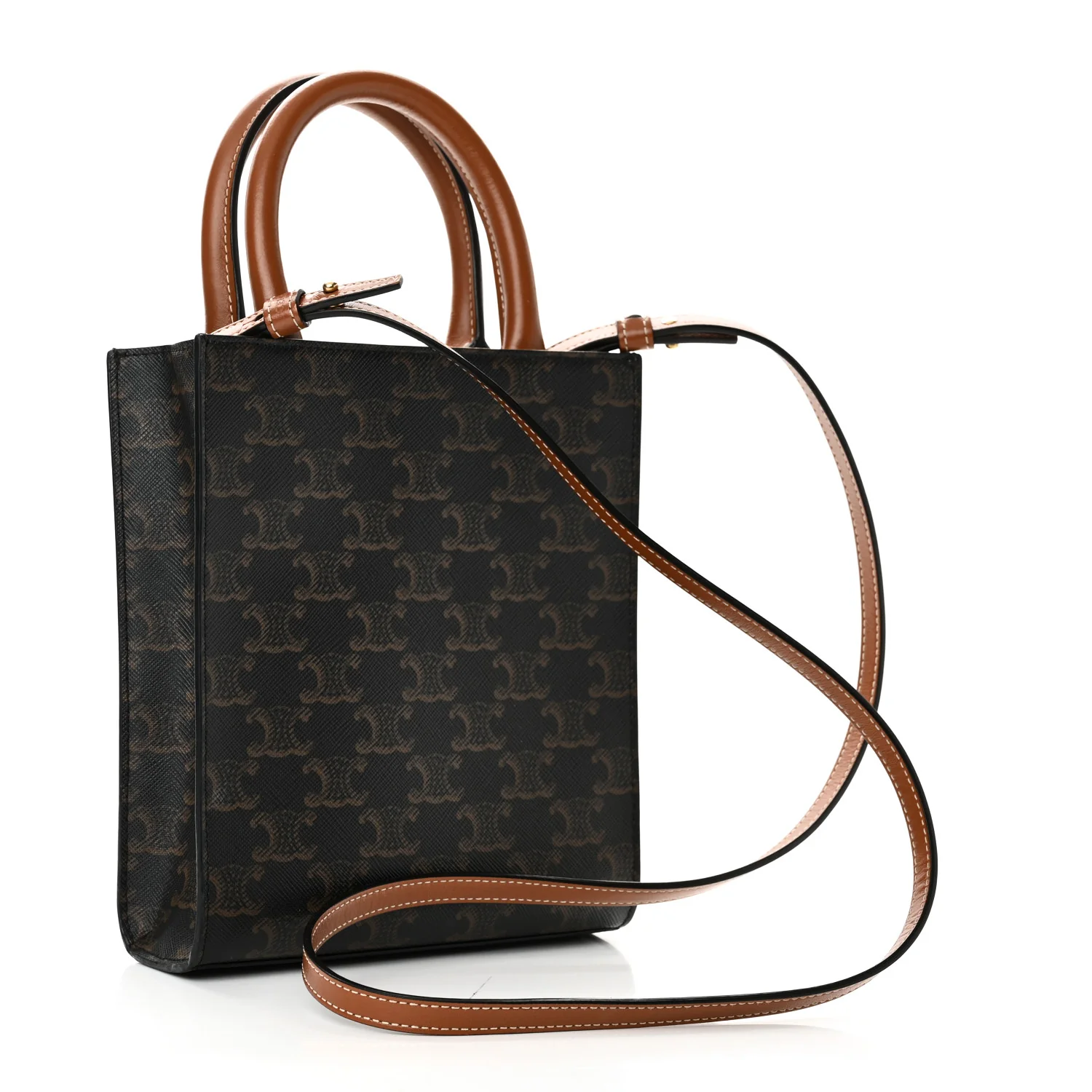 Triomphe Canvas Calfskin Mini Vertical Cabas Tan - Top Club