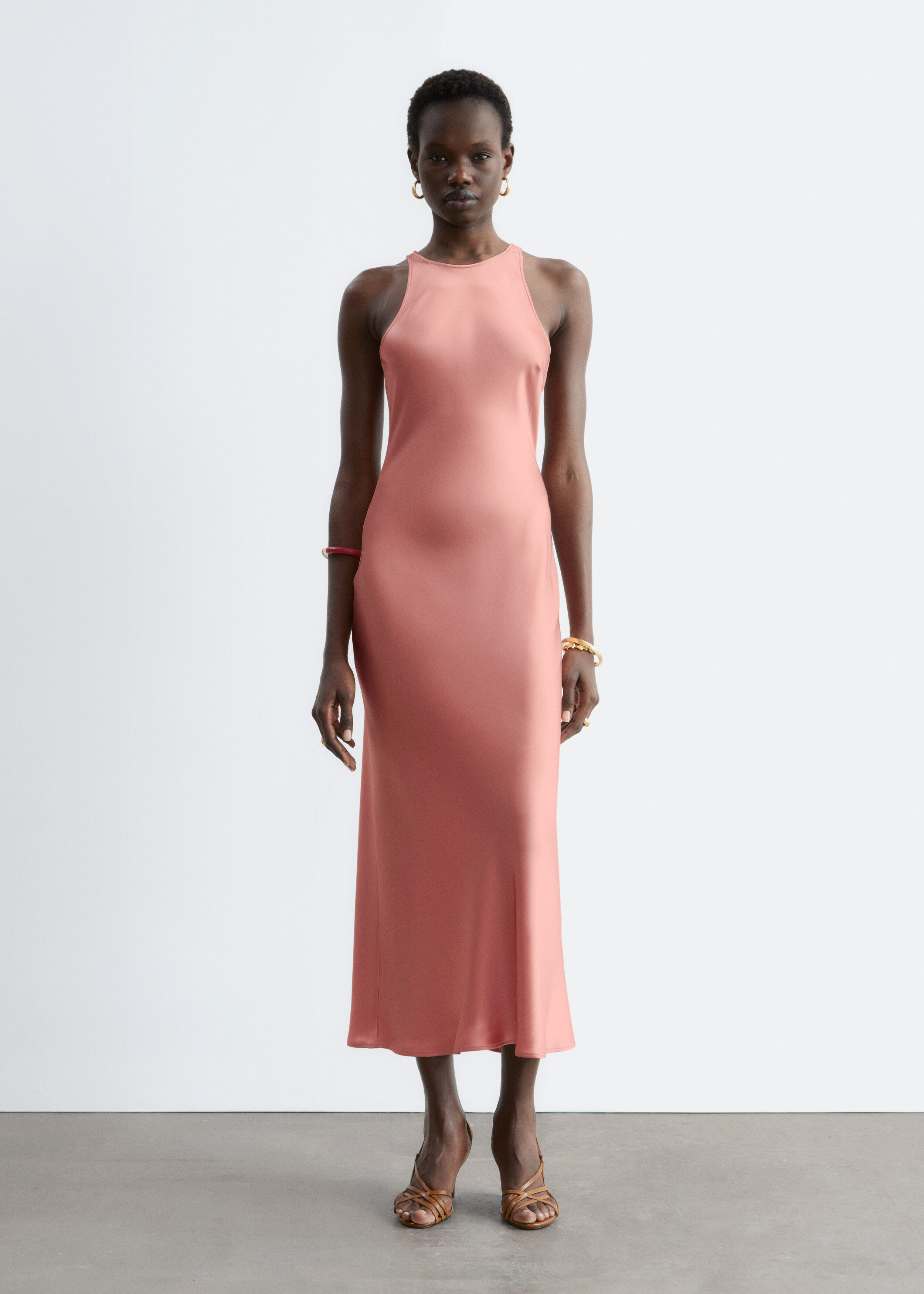 & Other Stories SLEEVELESS SATIN MIDI DRESS