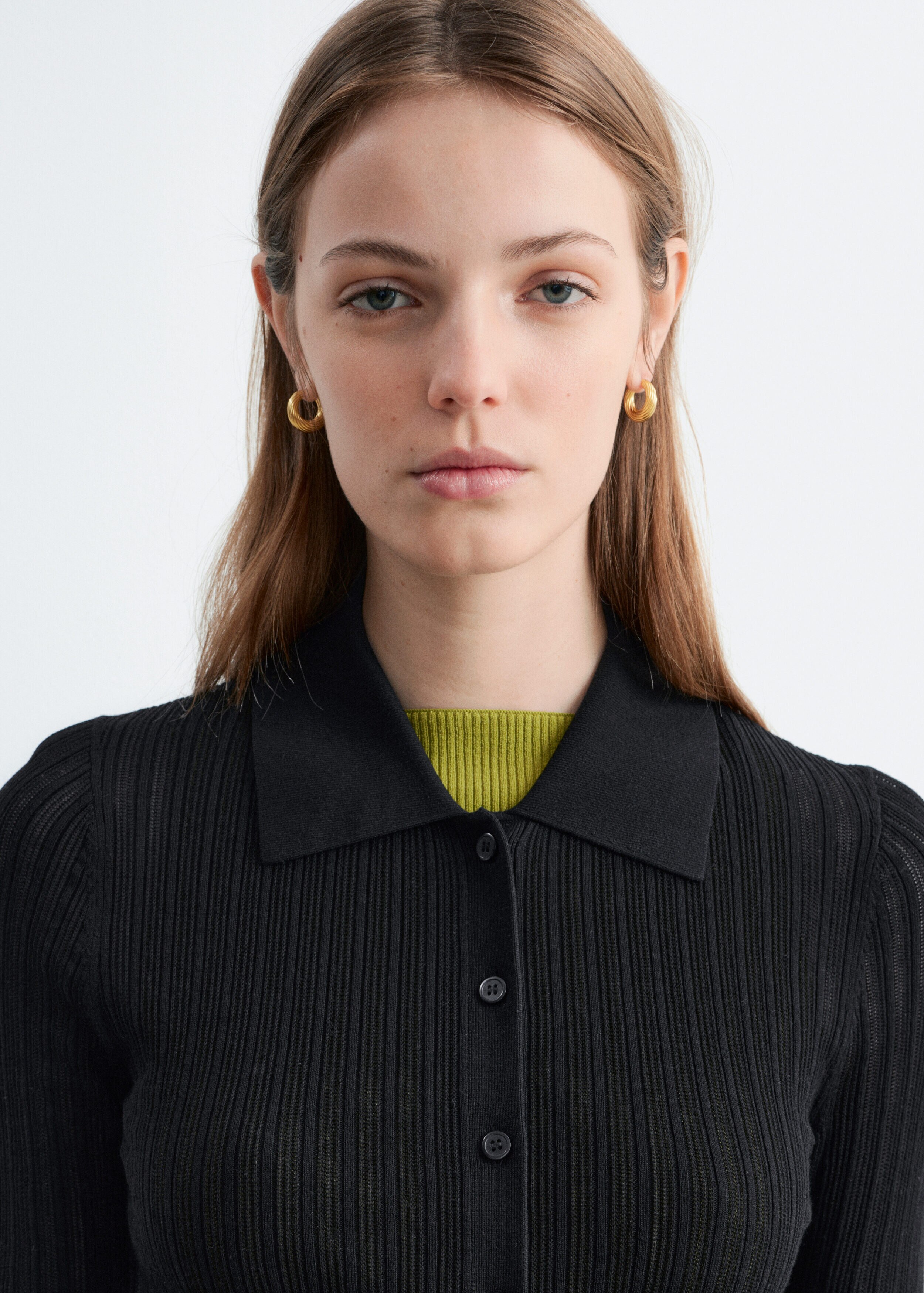 & Other Stories POINTELLE RIB POLO SHIRT