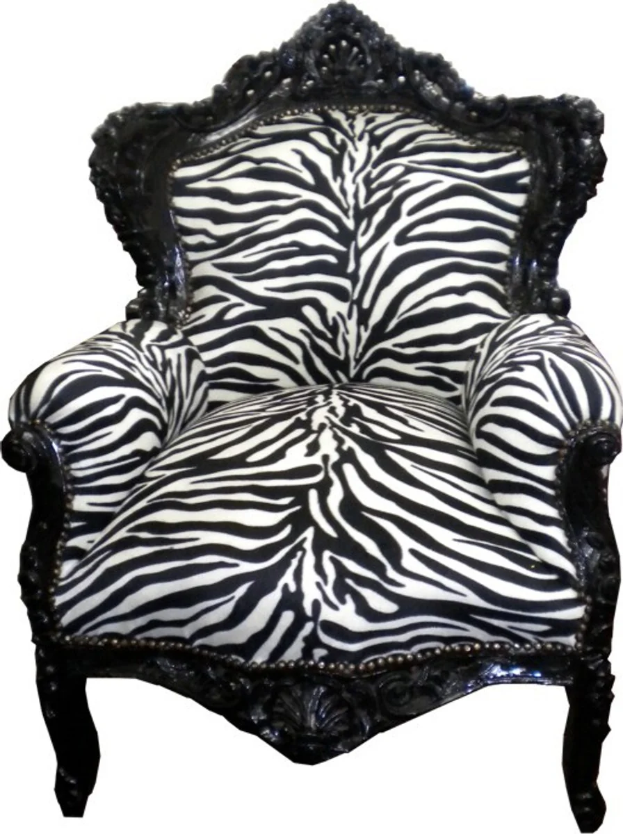 Baroque armchair King Zebra / black 85 x 85 x H. 120 cm - antique style furniture