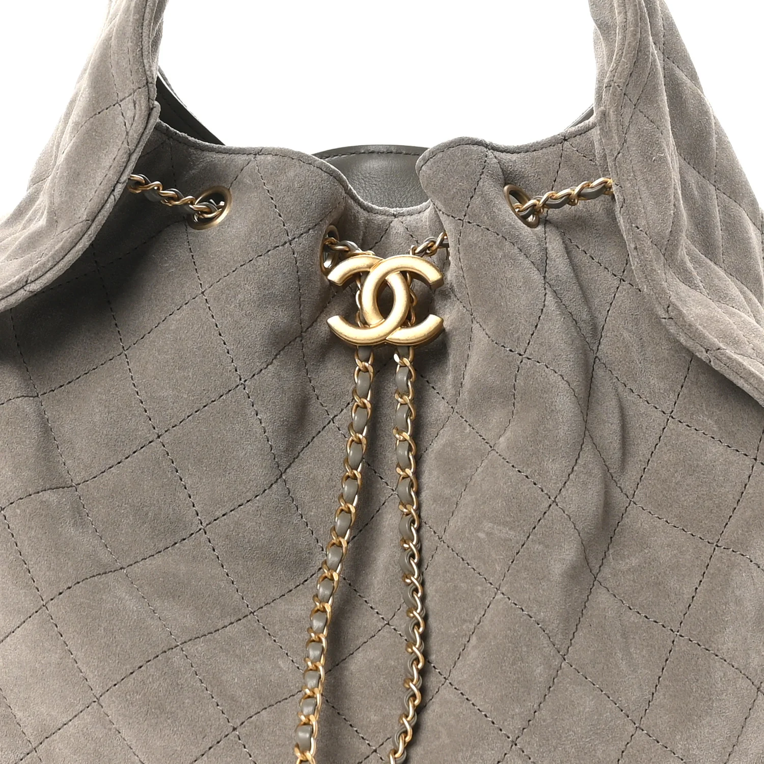 Suede Quilted Medium Chanel 25 Handbag Dark Grey - Top Club