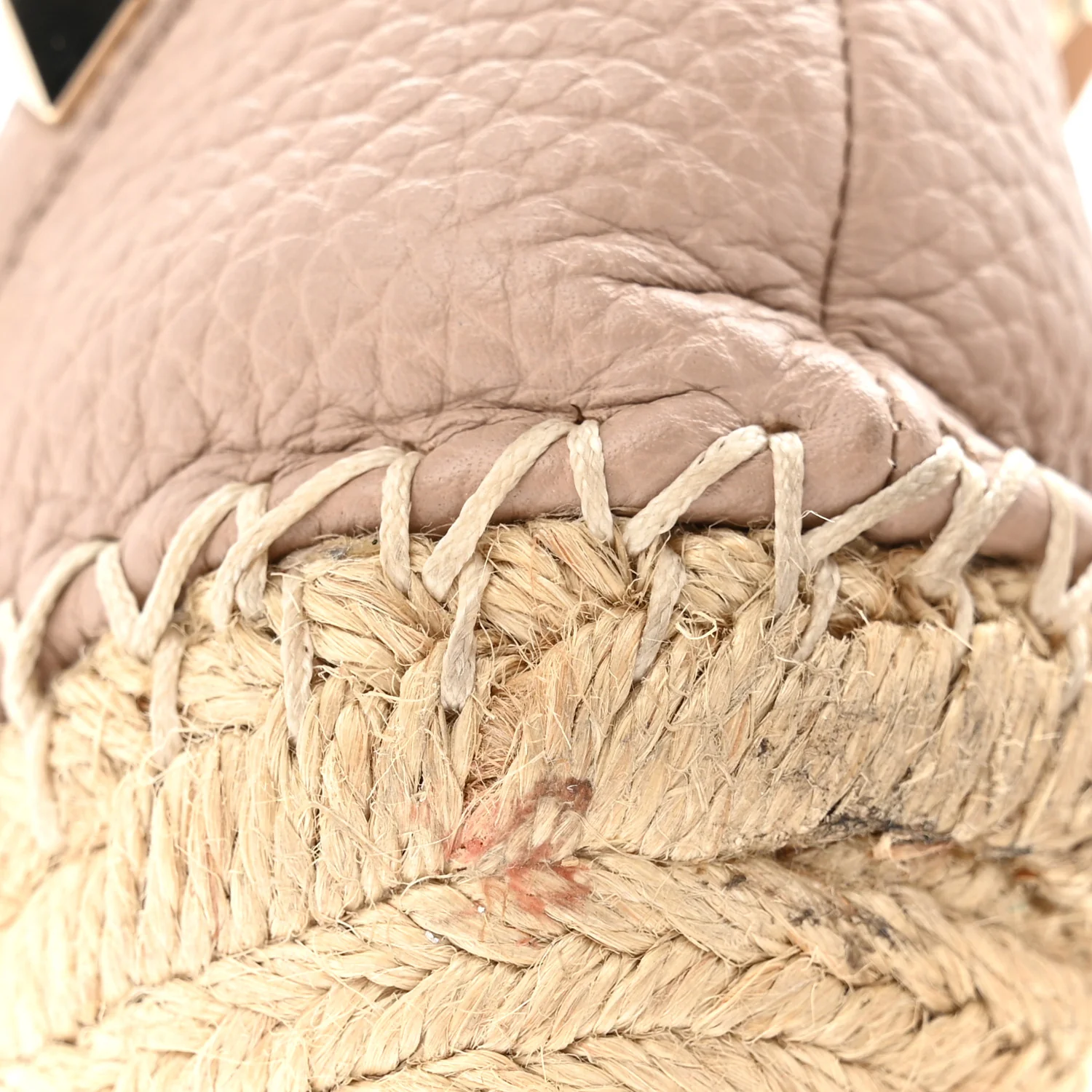Grained Calfskin Rockstud Ankle Strap Espadrille 15/105mm Wedge Sandals 35 Rose Quartz Natural - Top Club