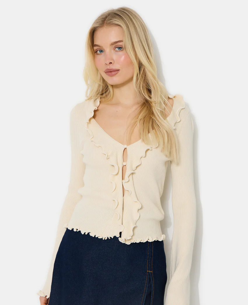 Pimkie Gilet maille côtelée avec volants et bords ondulés