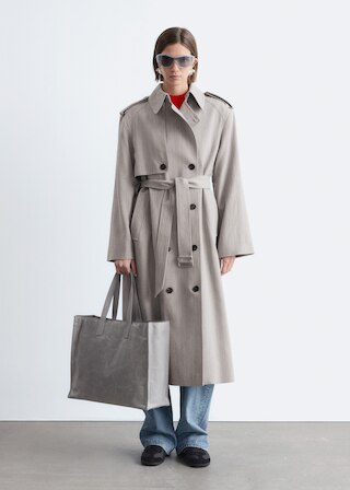 & Other Stories COTTON-WOOL TIE-BELT TRENCH COAT
