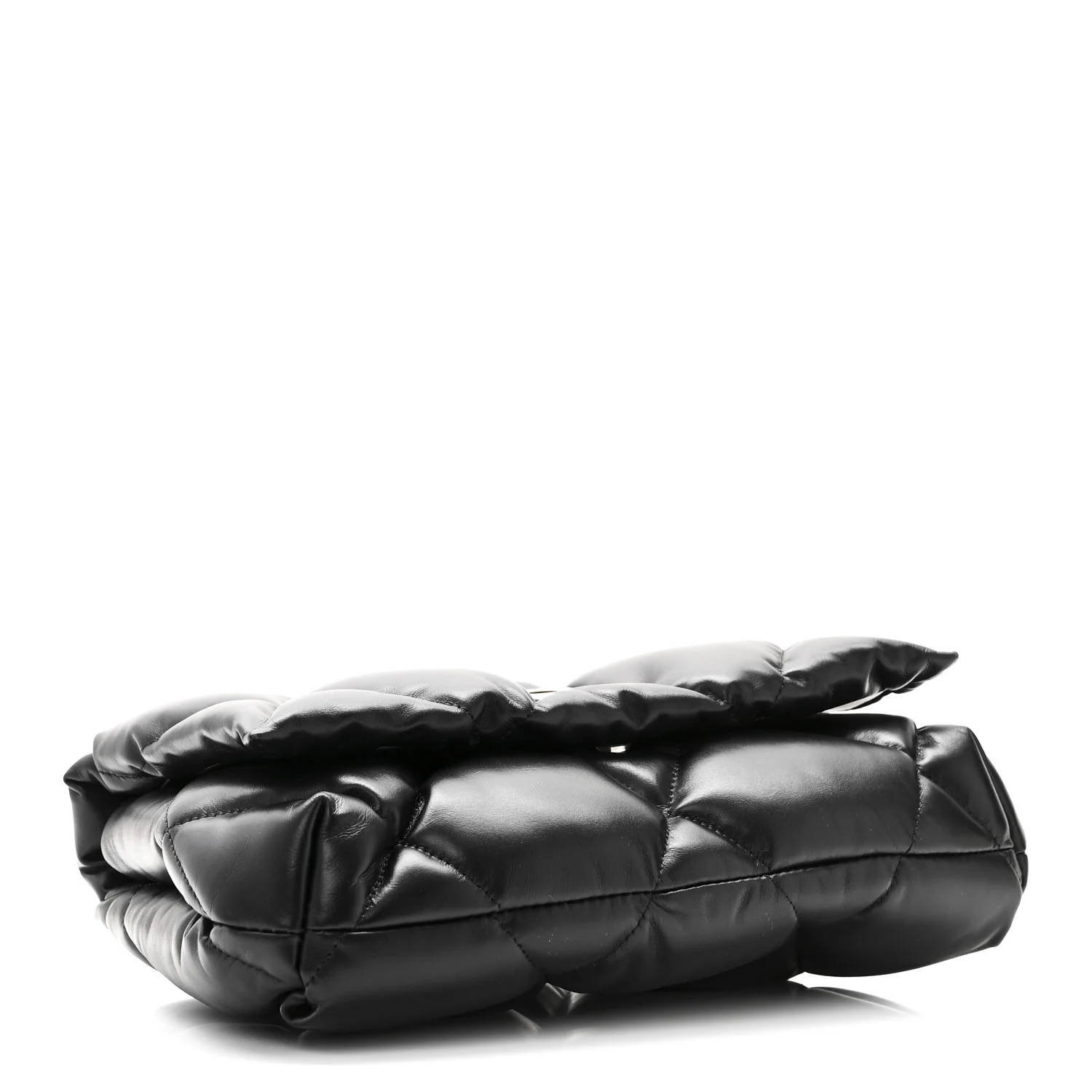 Nappa Calfskin Quilted Touch B Puffy Clutch Black - Top Club