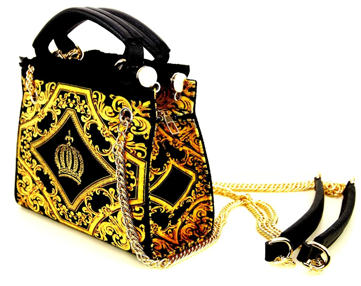 Pompöös by Luxus women's handbag crown and rhinestones black / gold 25 x H. 20 cm - designed by Harald Glööckler
