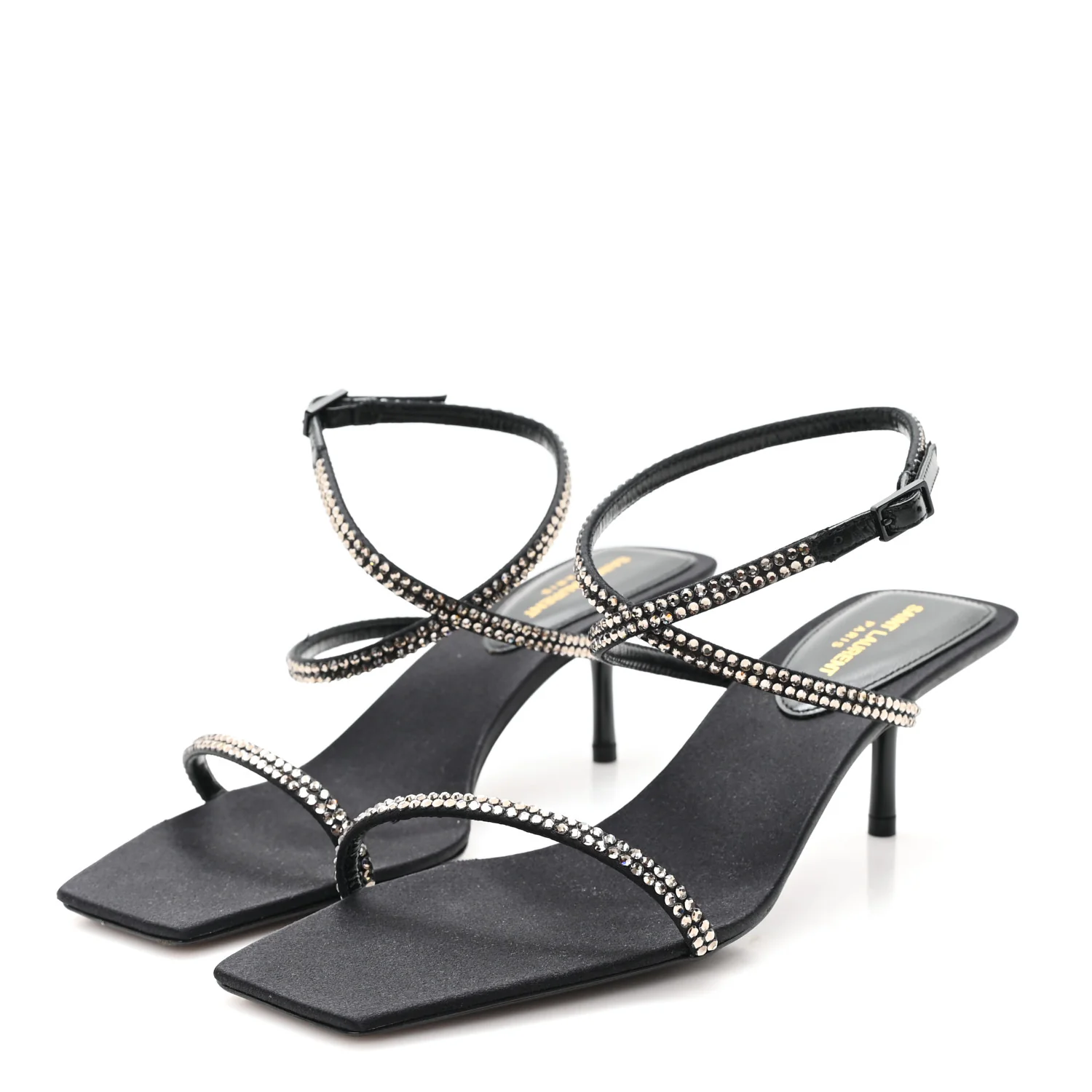Crepe Satin Baliqua 55 Vett Ankle Strap Sandals 36.5 Black - Top Club