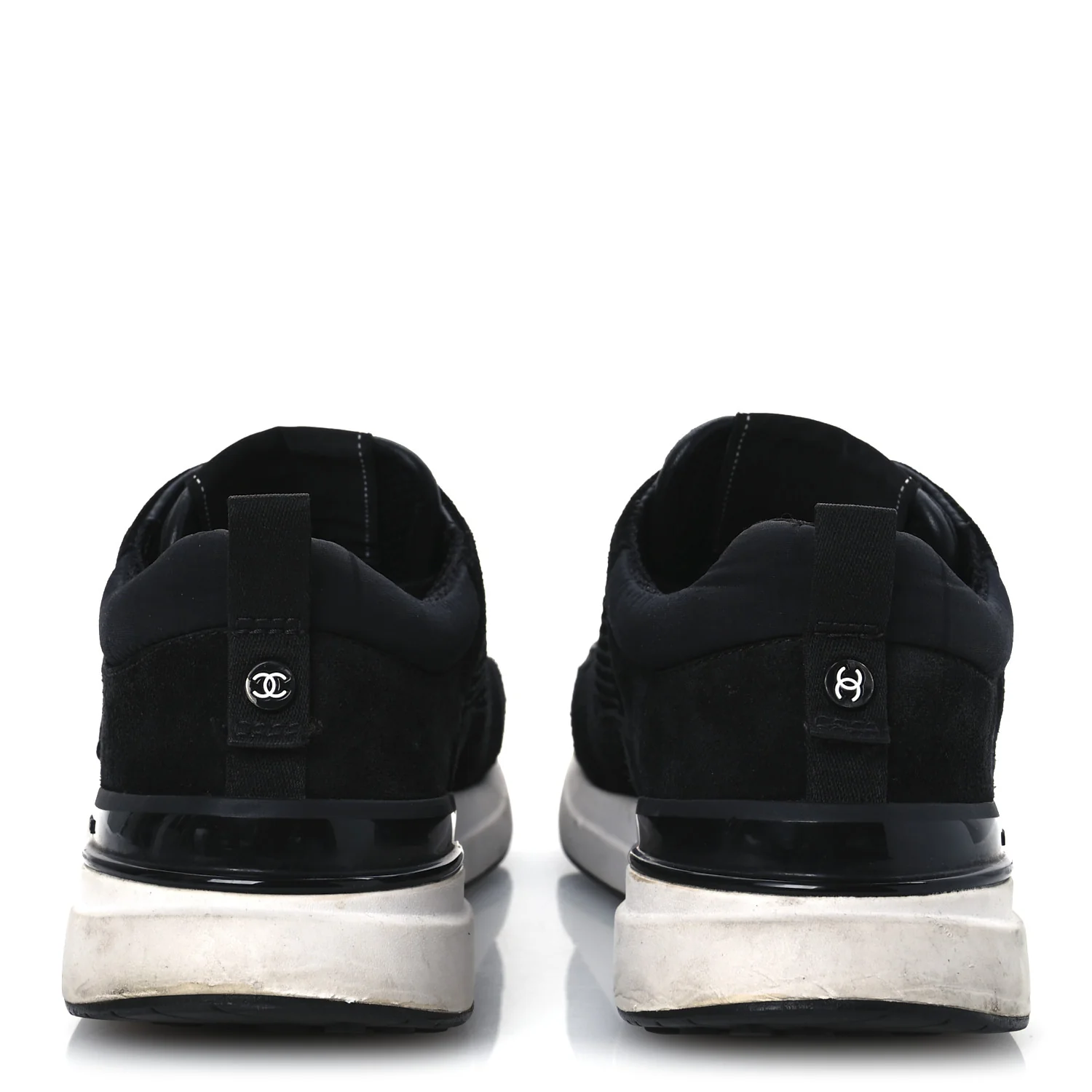 Calfskin Mesh Lycra Suede Womens Logo Sneakers 40 Black - Top Club