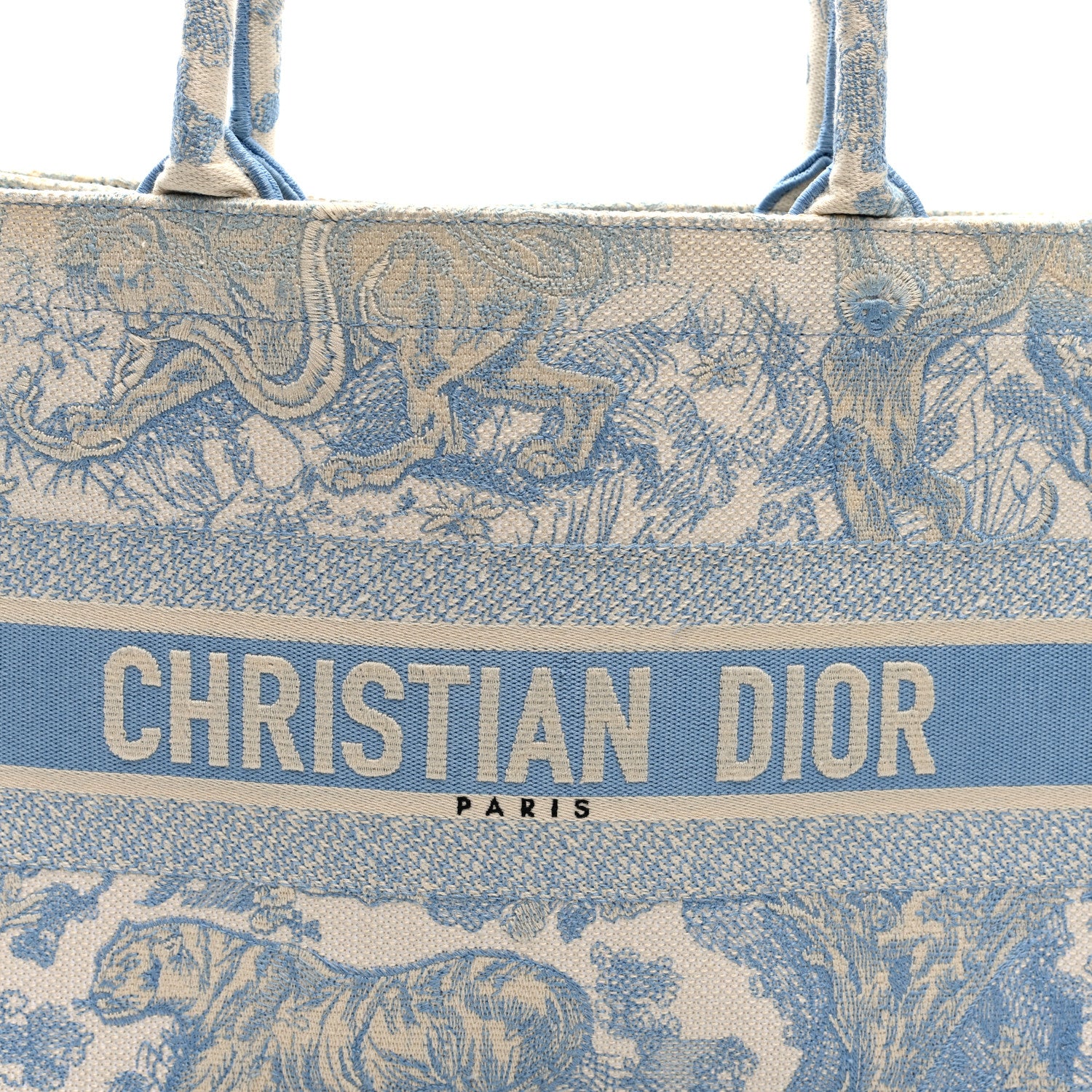 Canvas Embroidered Medium Dioriviera Toile De Jouy Book Tote Light Blue - Top Club