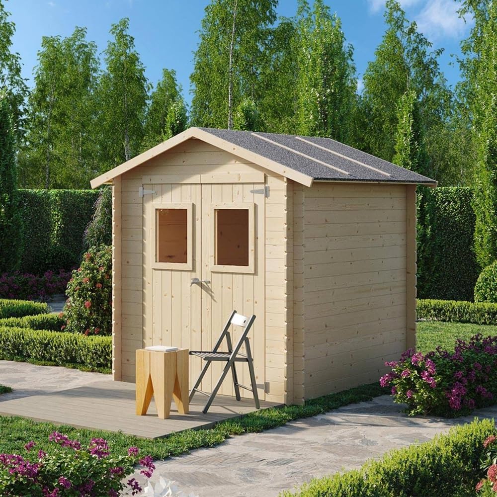 Casetta in legno 2x2 Per Attrezzi Jack con porta doppia finestrata