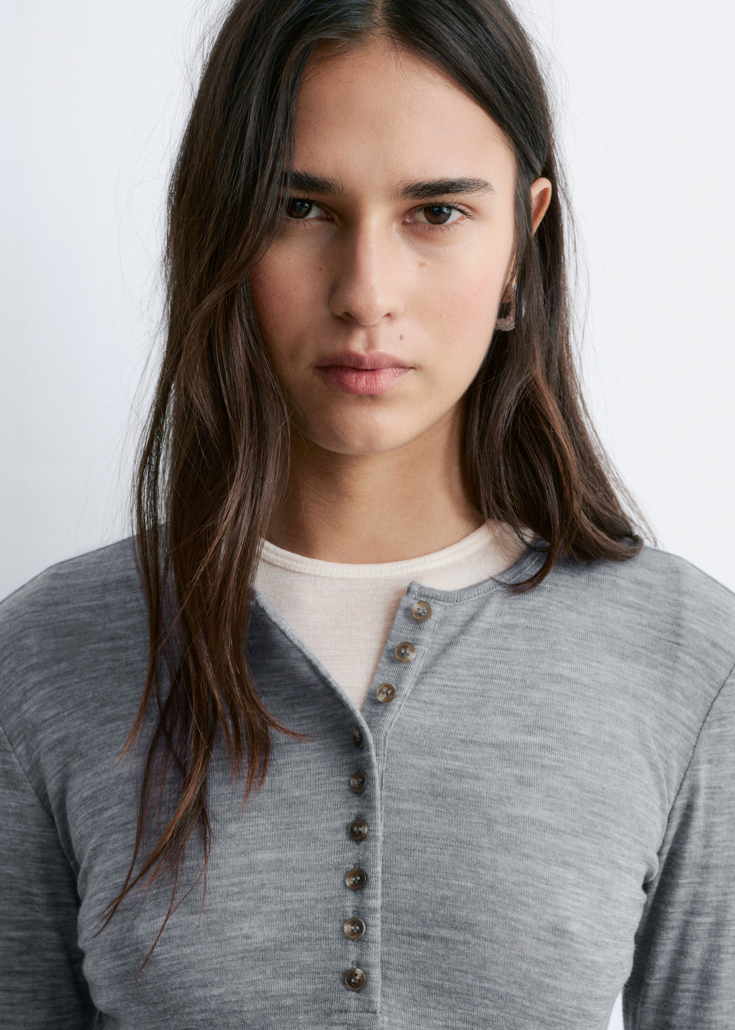 & Other Stories HALF-PLACKET WOOL TOP