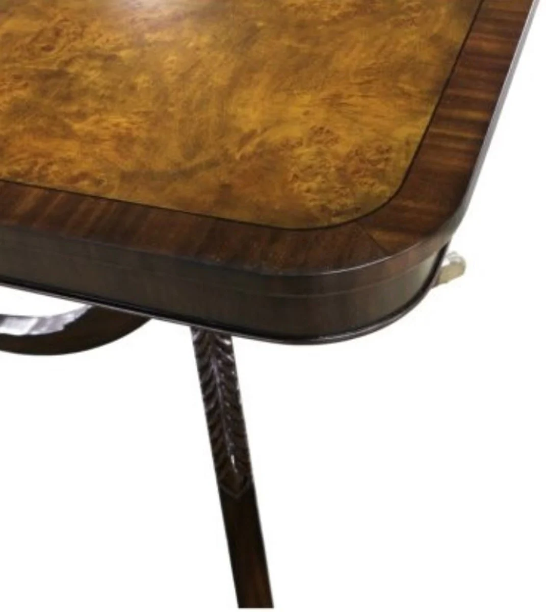 Luxury mahogany dining table with wheels light brown / dark brown 180 x 95 x H. 89 cm - luxury dining room furniture