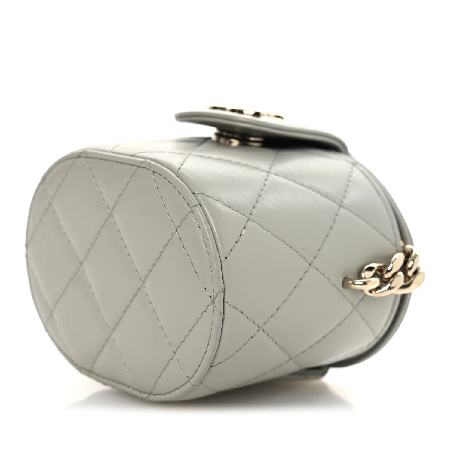 Lambskin Quilted Mini Vanity Case With Chain Grey - Top Club