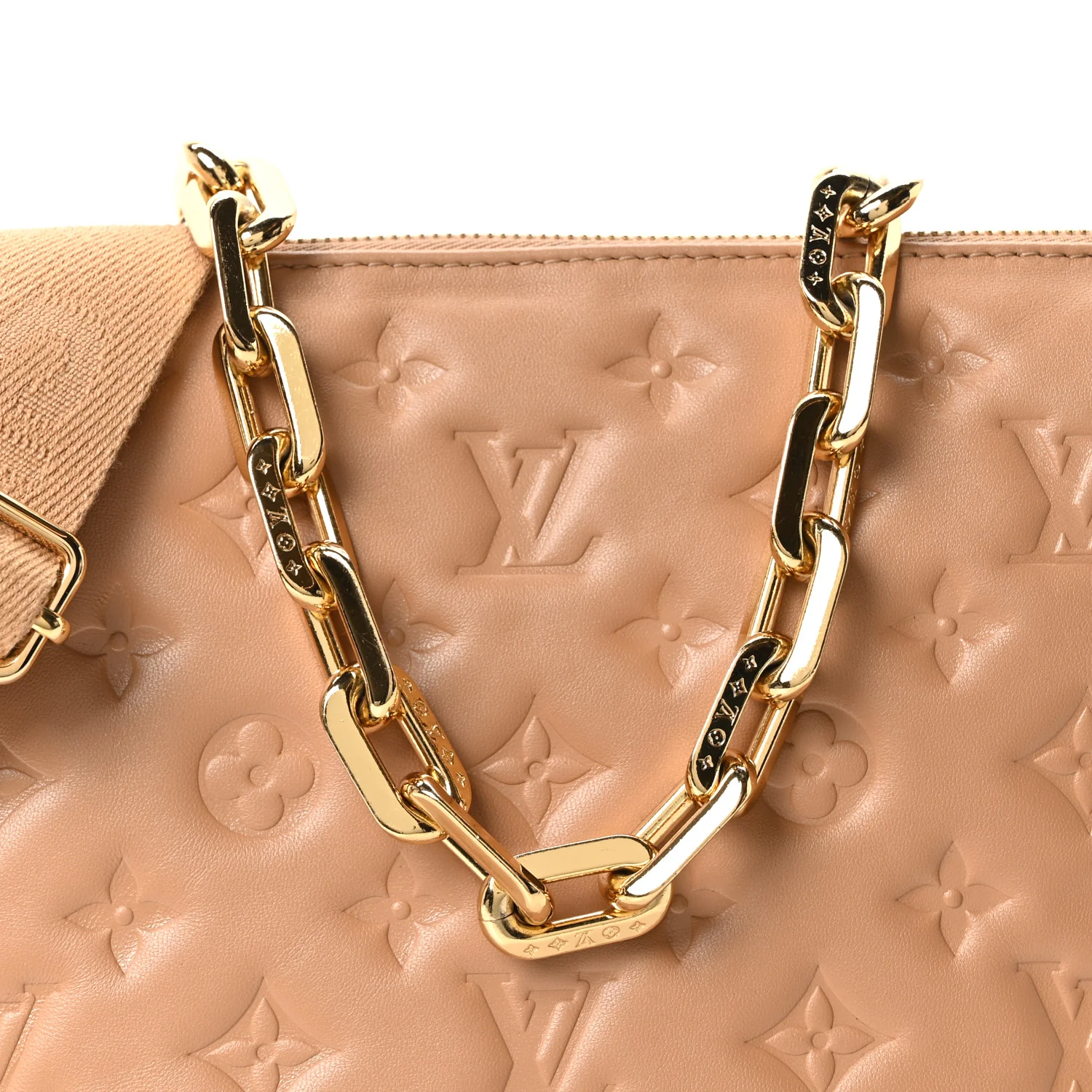 Lambskin Embossed Monogram Coussin PM Camel - Top Club