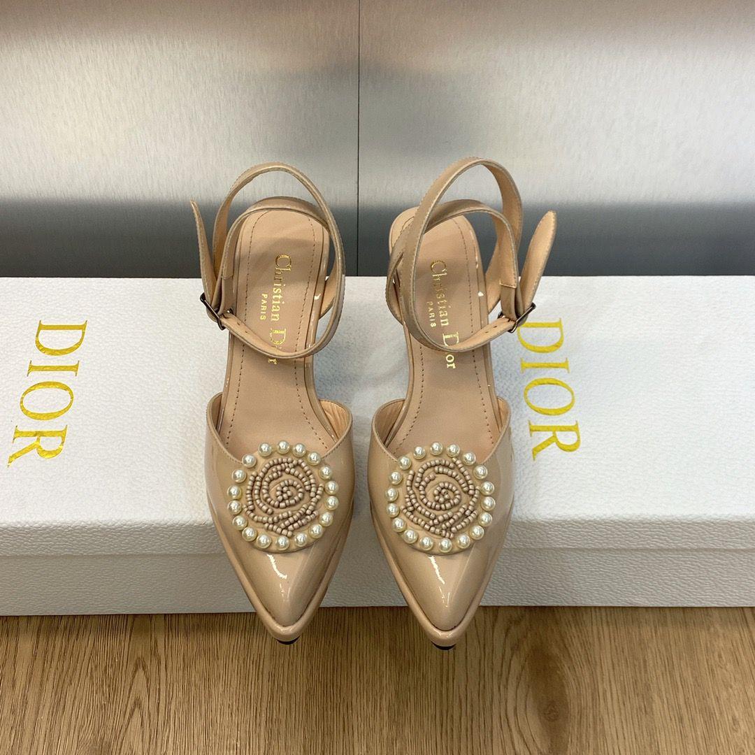 Dior Pearl Beading Flower Ankle Strap Slingbacks (Replica) - Sneaker Replica Workshop