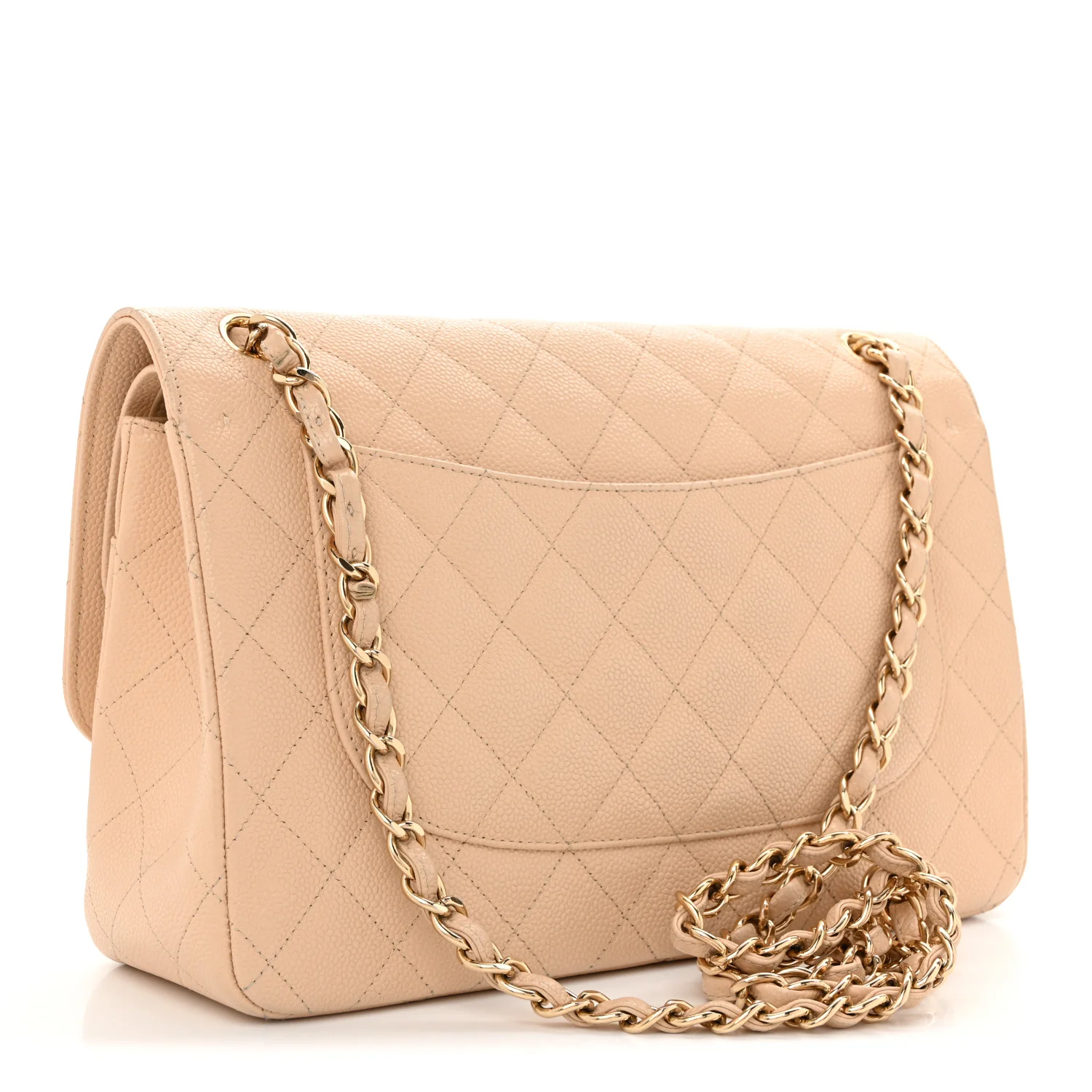 Caviar Quilted Jumbo Double Flap Beige Clair - Top Club