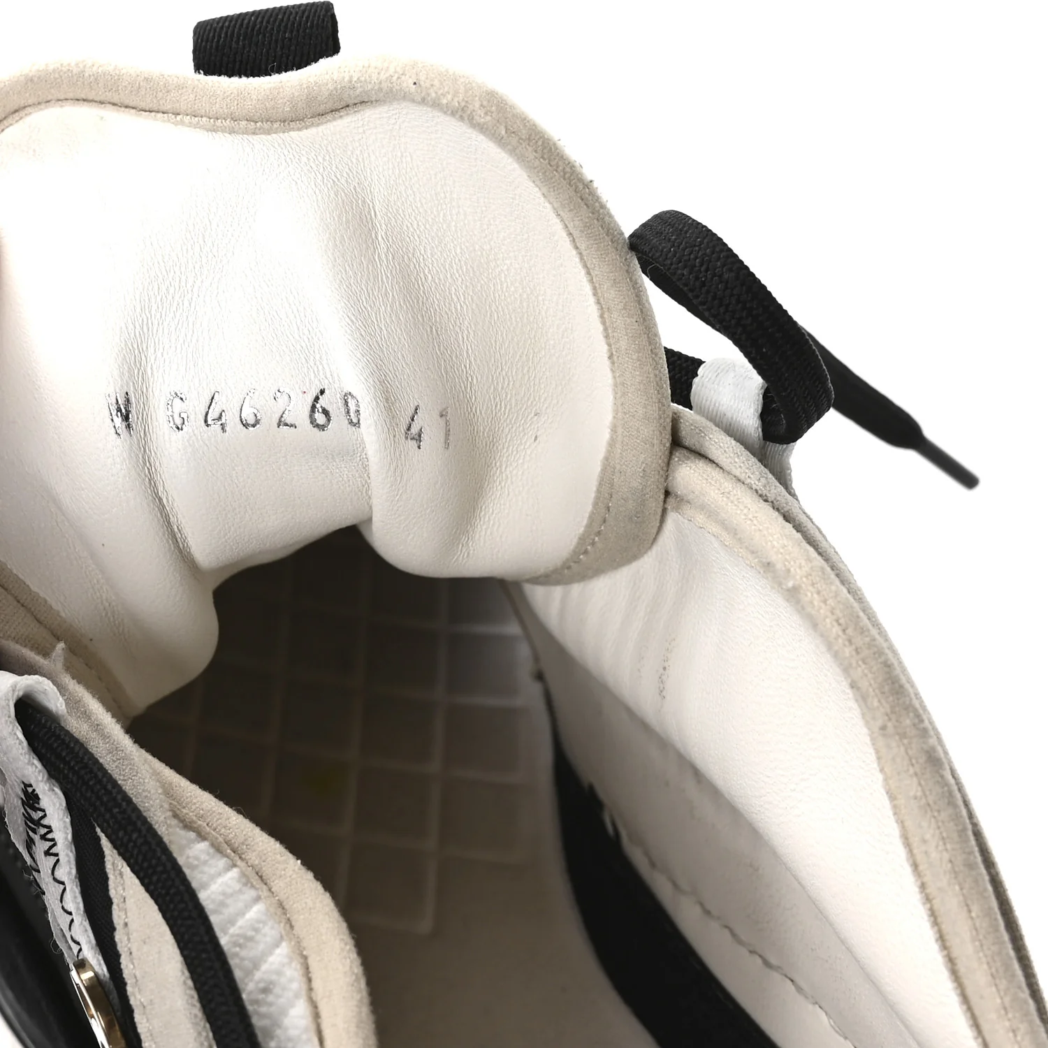 Fabric Suede Calfskin Sneakers 41 Black Beige White - Top Club