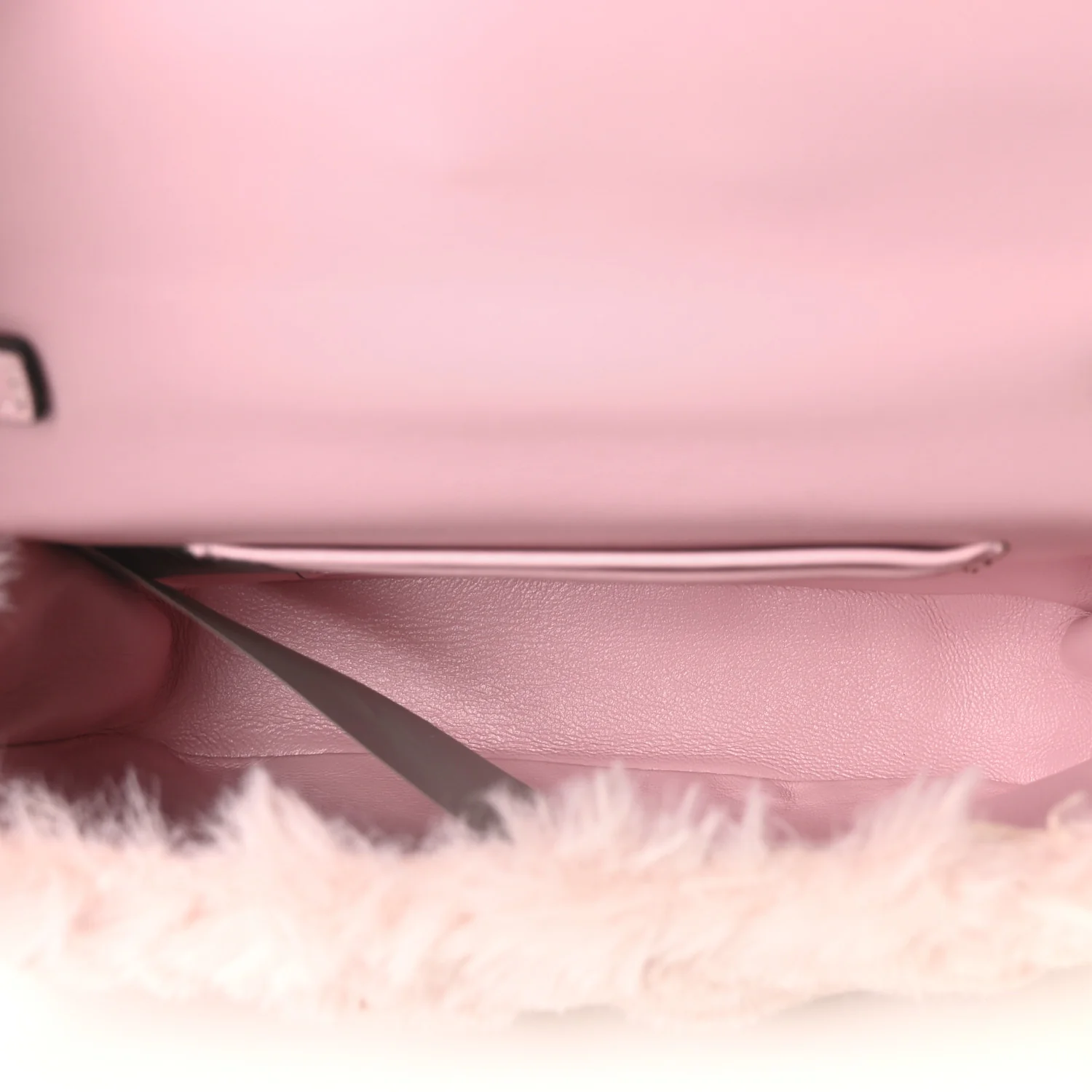 Faux Fur Quilted Virtus V Mini Chain Flap Shoulder Bag English Rose - Top Club