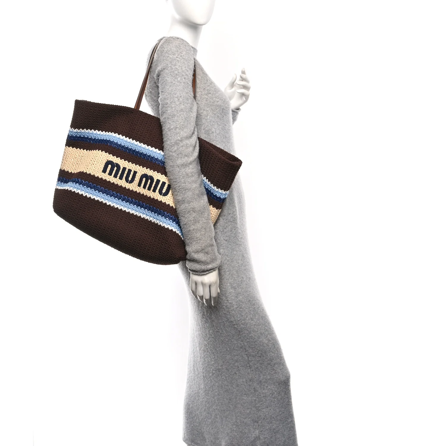 Raffia Effect Crochet Large Woven Tote Cocoa Brown Celeste Natural - Top Club